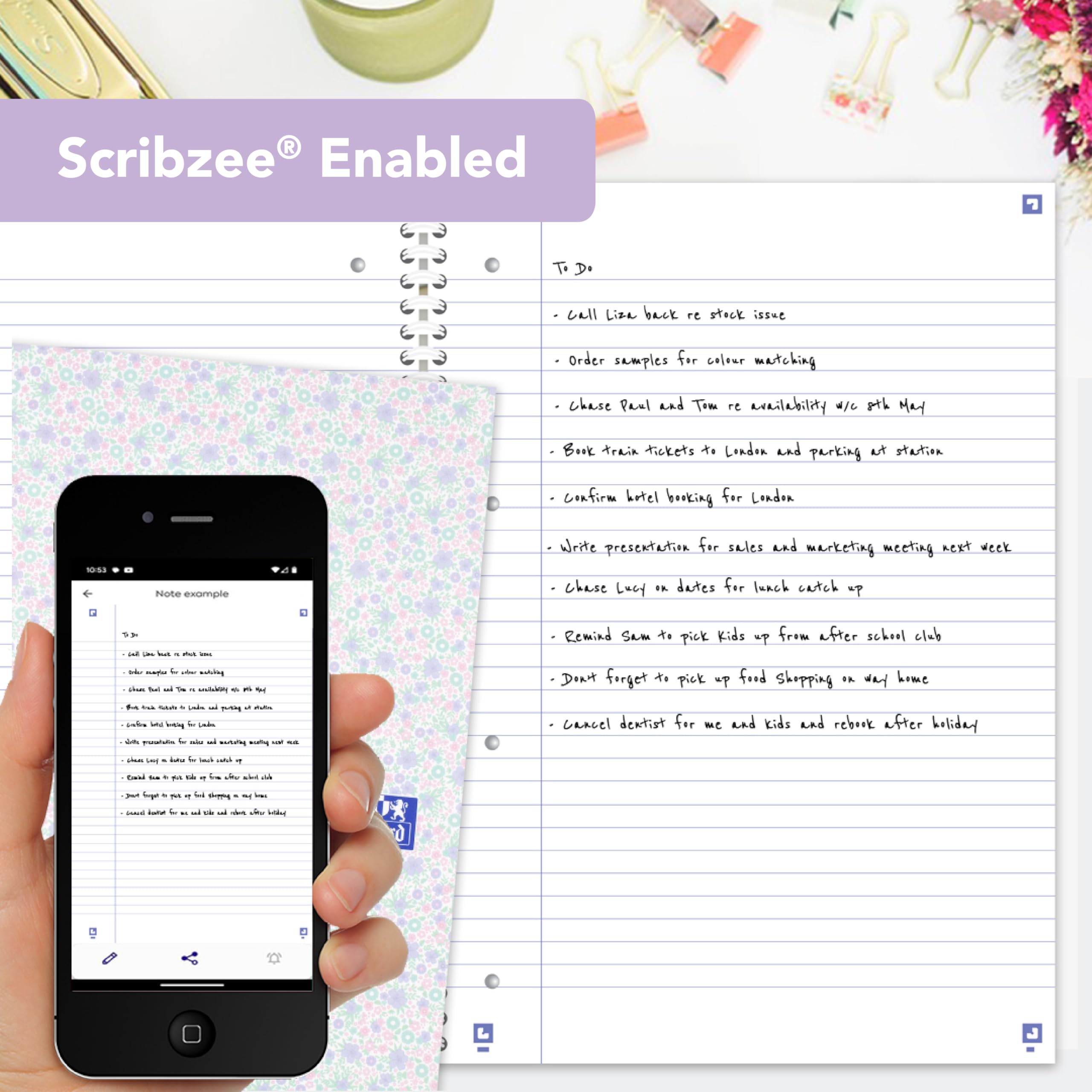 Oxford My Notes A4 Hardcover Wirebound Notebook Twin Pack (Floral & Bloom) | 140 Pages Ruled 5