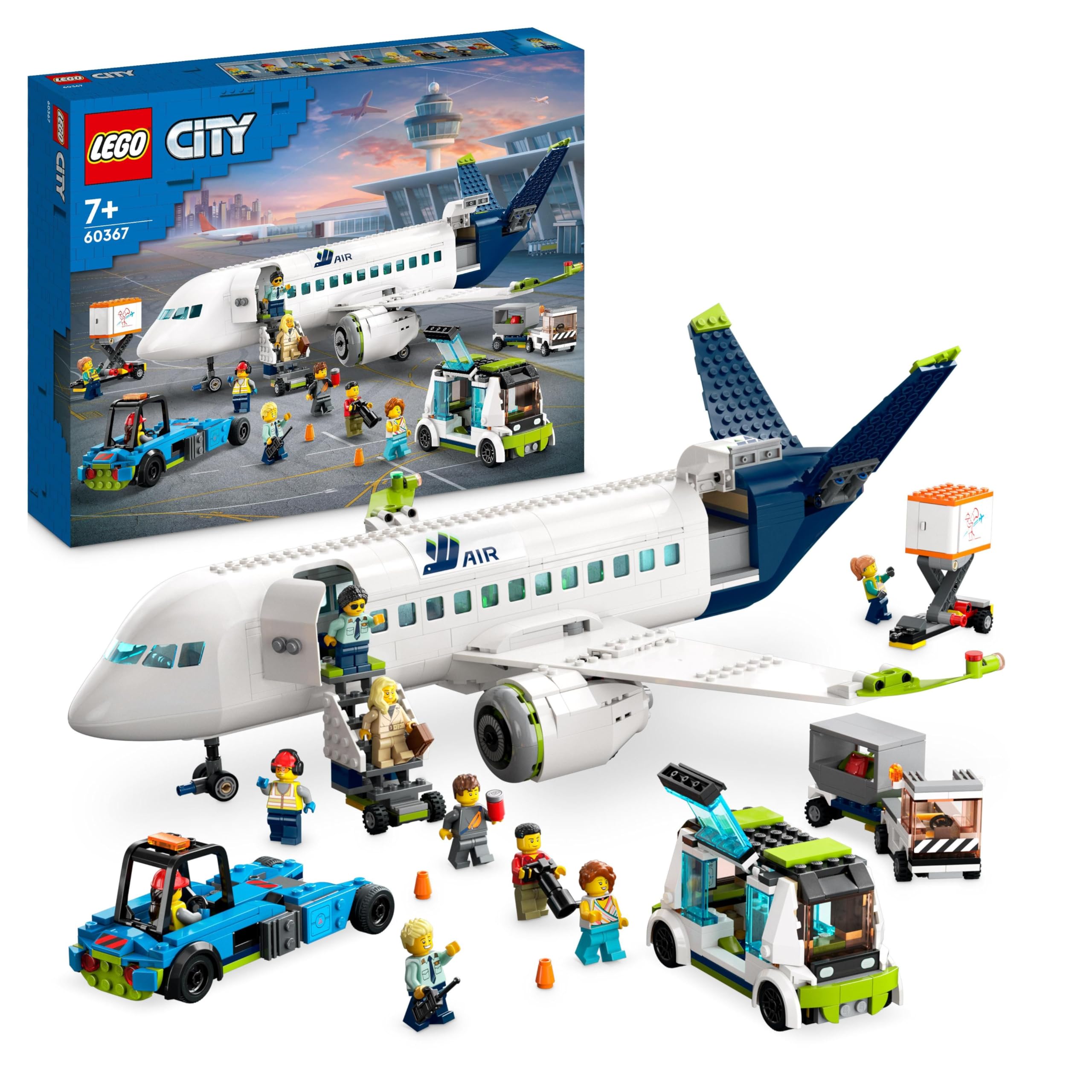 LEGO City Passenger Aeroplane Toy Set - 913-Piece Building Kit with 9 Minifigures & Airport Vehicles 2