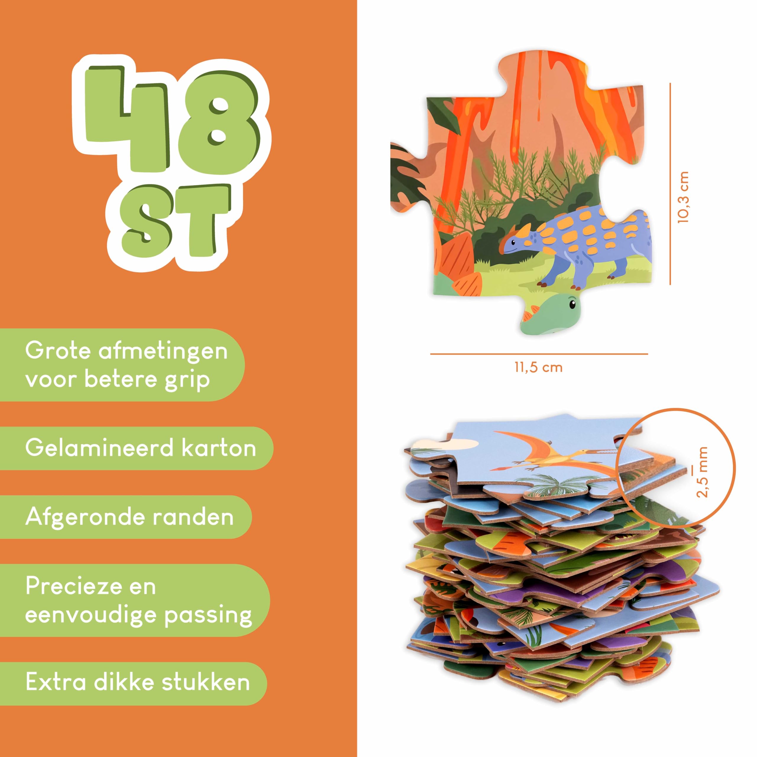 BONNYCO Giant Dinosaur Floor Puzzle - 48 Large Pieces, Ages 2+ 3