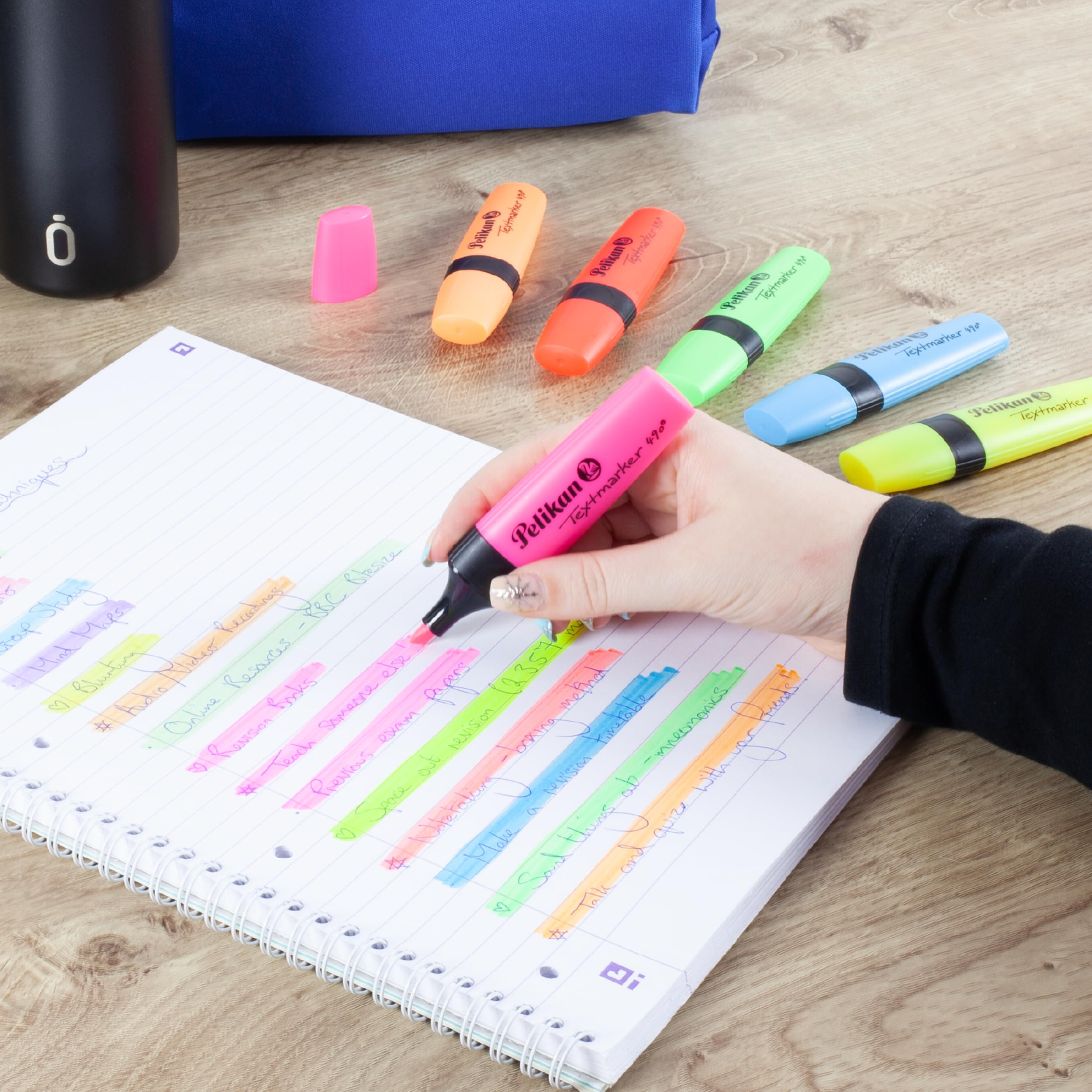 Pelikan Textmarker 490 Highlighters - Pack of 6 Bright Colors | 3-Width Chisel Tip 6