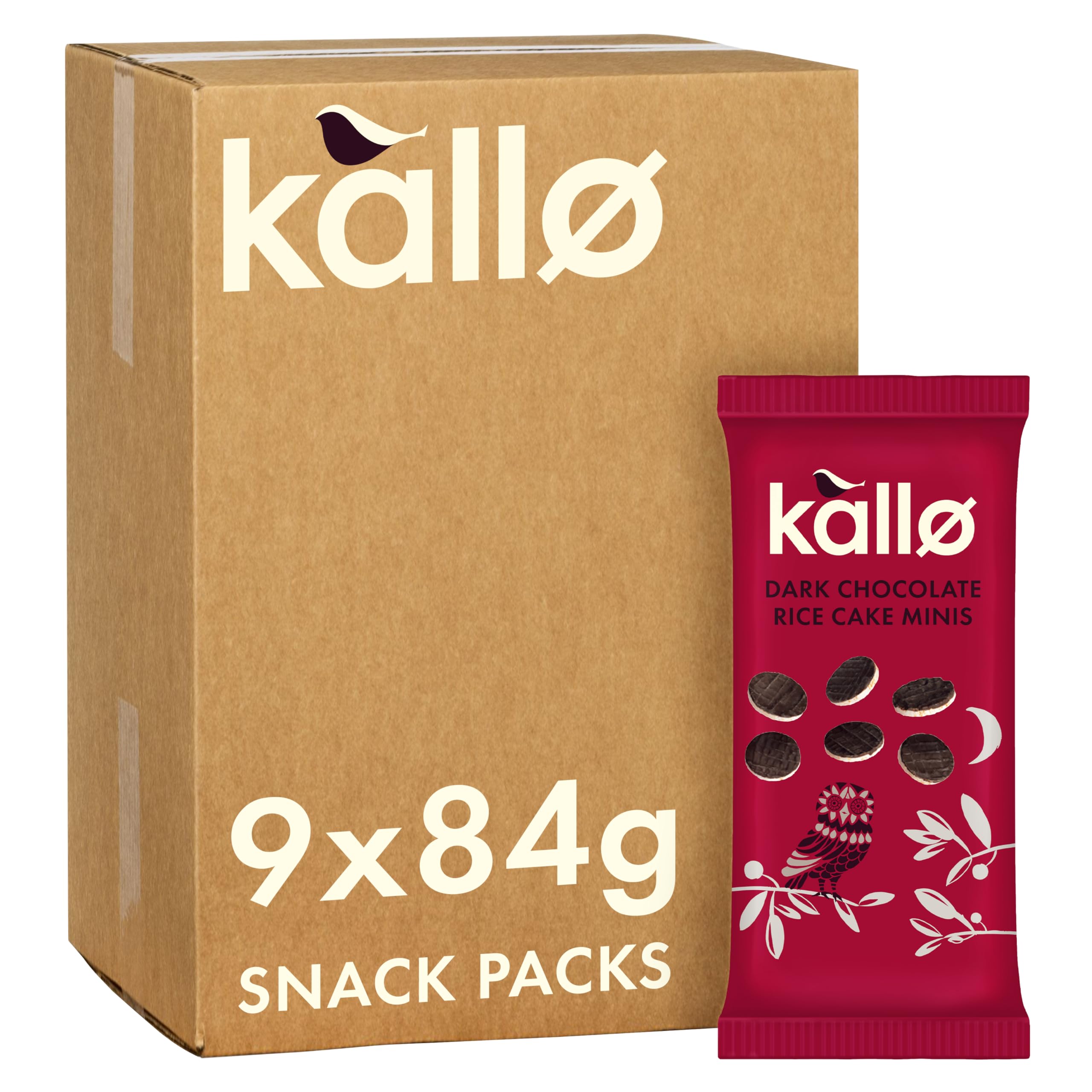 Kallo Dark Chocolate Mini Rice Cakes - Gluten Free, Vegetarian | 9 x 84g Packs 1