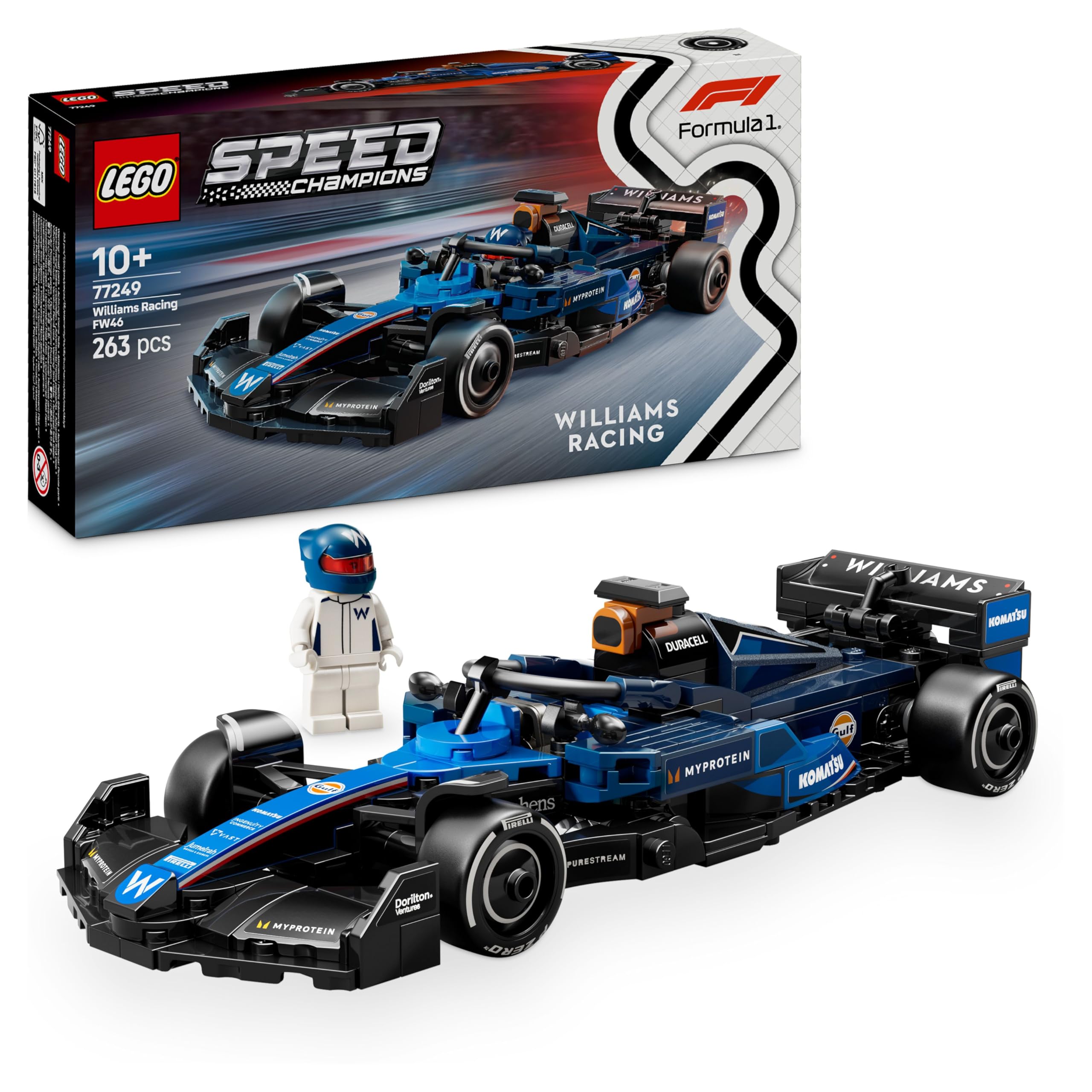 LEGO Speed Champions Williams Racing FW46 F1 Race Car Building Set - Model Kit for Ages 10+