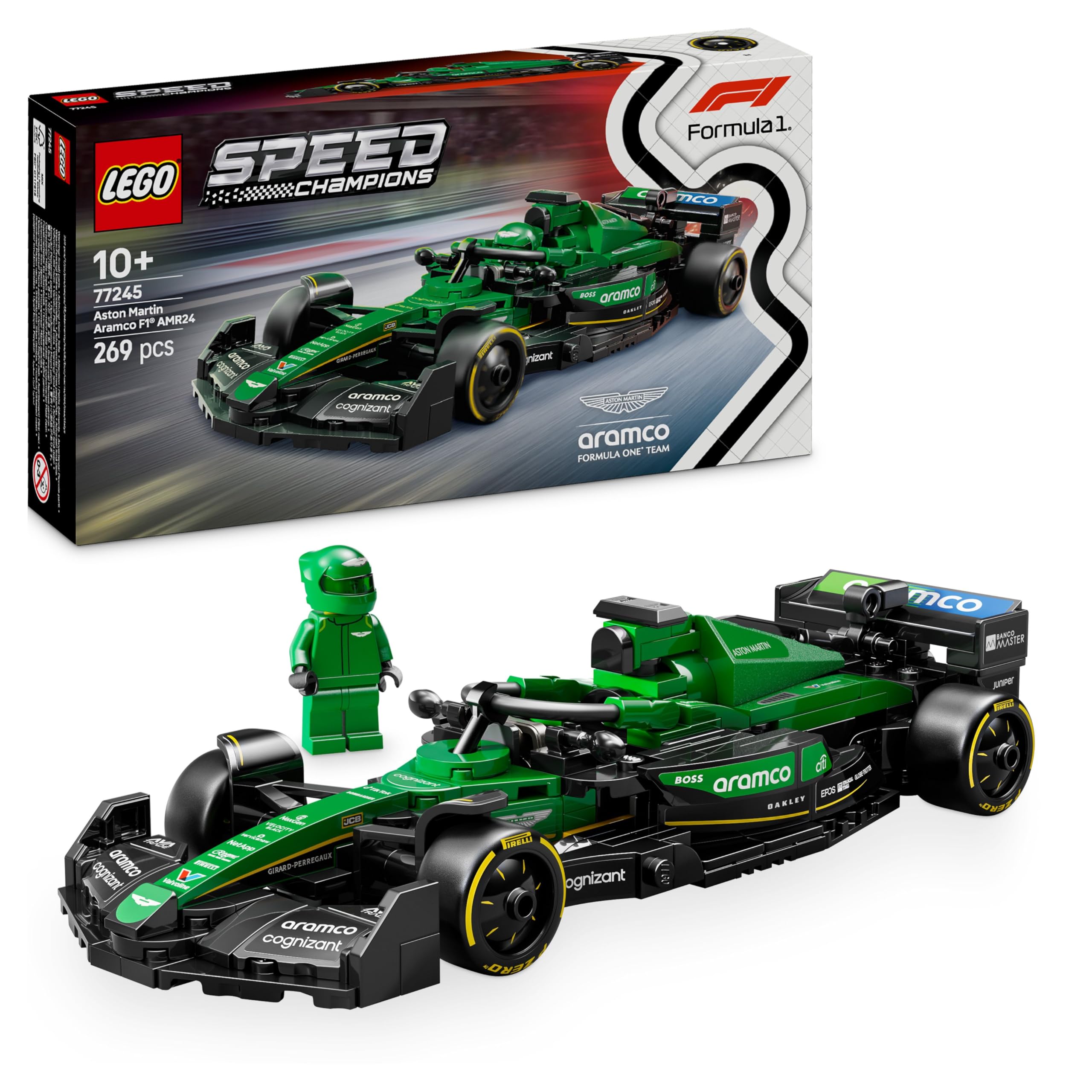 LEGO Speed ​​Champions Aston Martin Aramco F1 AMR24 Rennwagen-Spielzeug – Bauset mit Fahrer-Minifigur für Kinder ab 10 Jahren 10