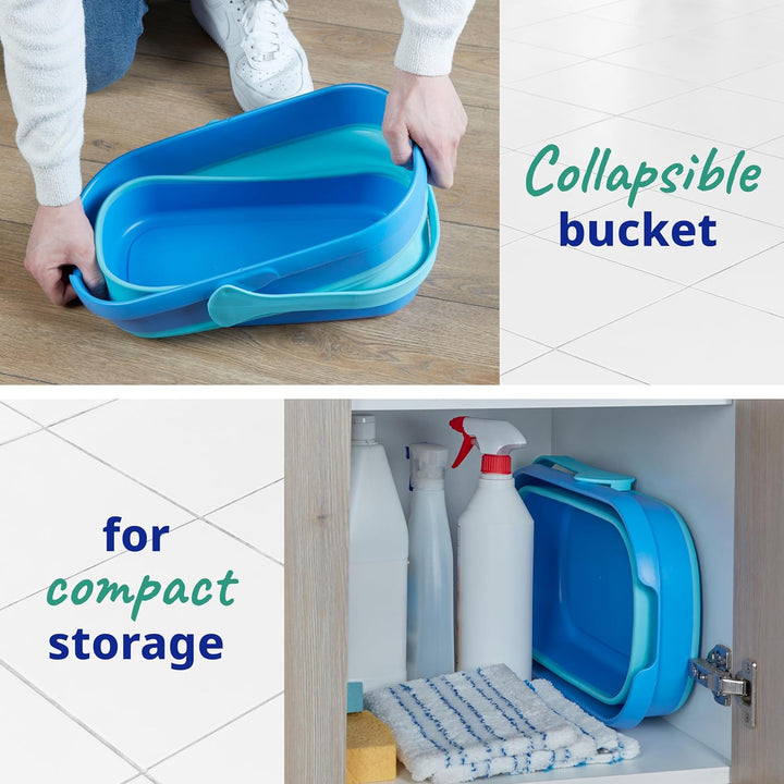 Spontex Ultra Compact Twist Mop and Bucket Set - Microfibre Mop with Built-In Wringing System