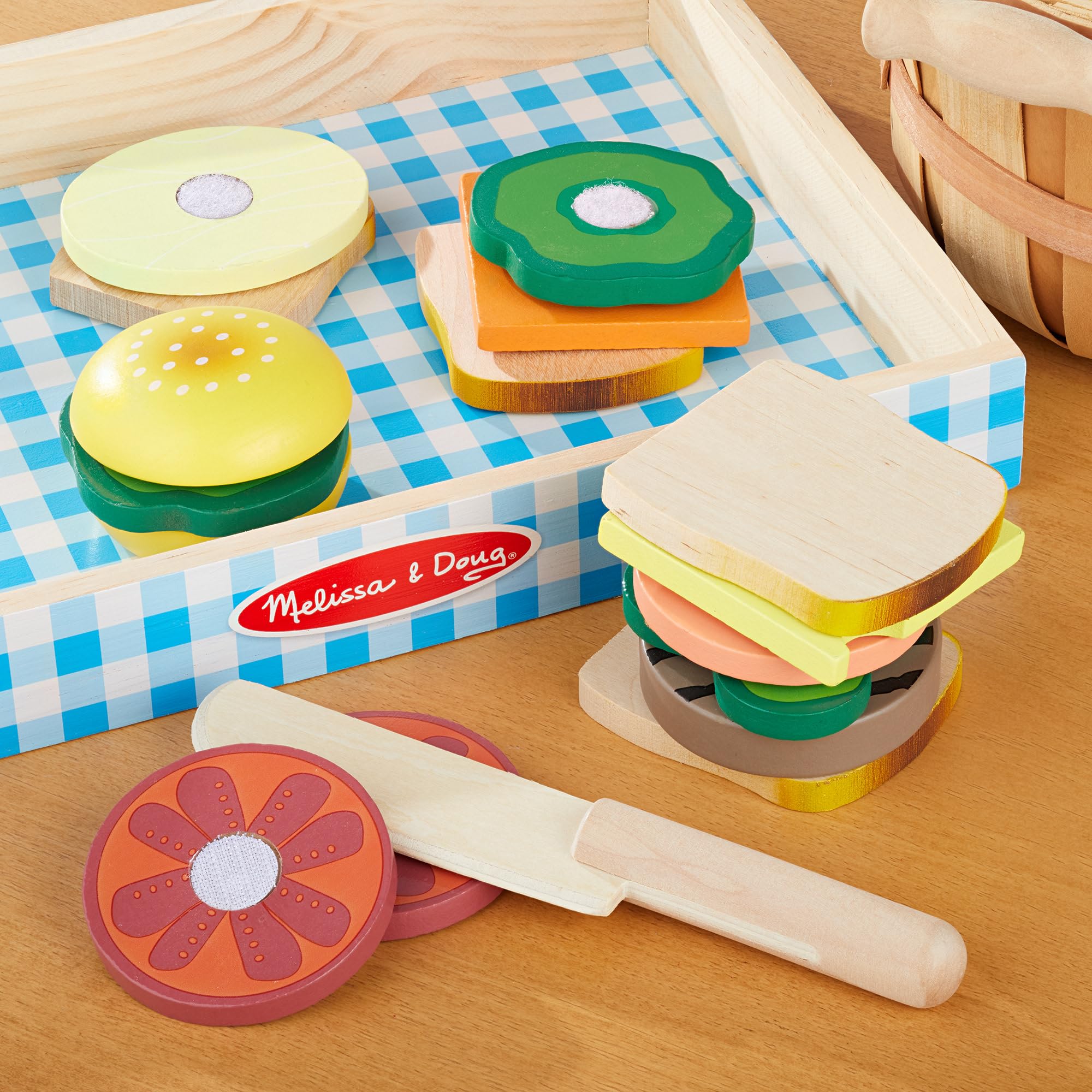 Melissa & Doug Wooden Sandwich Making Set - Pretend Play Food Kit for Ages 3+ 16