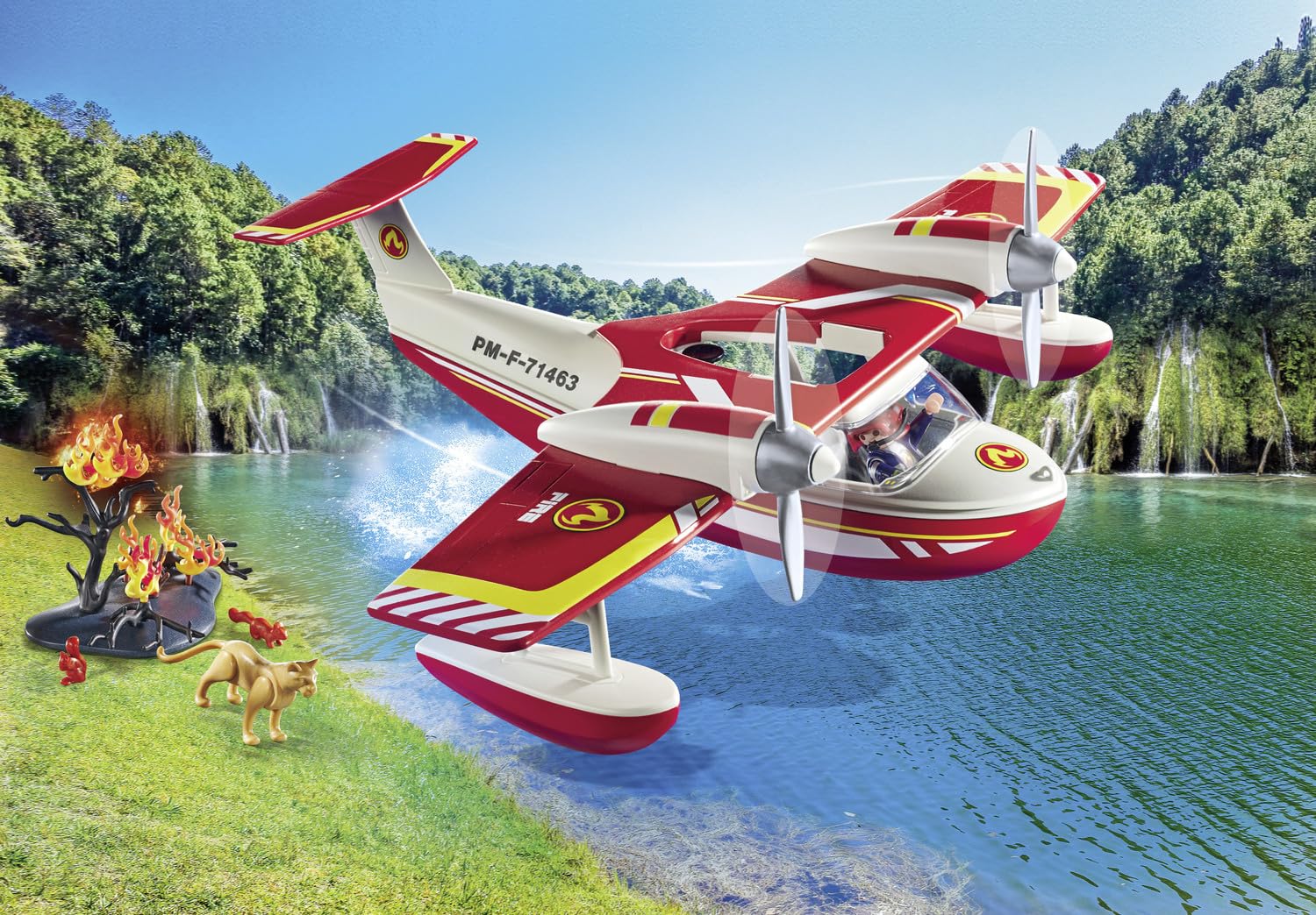 Playmobil Action Heroes 71463 Firefighting Seaplane with Extinguishing Fun | Ages 4+ 3