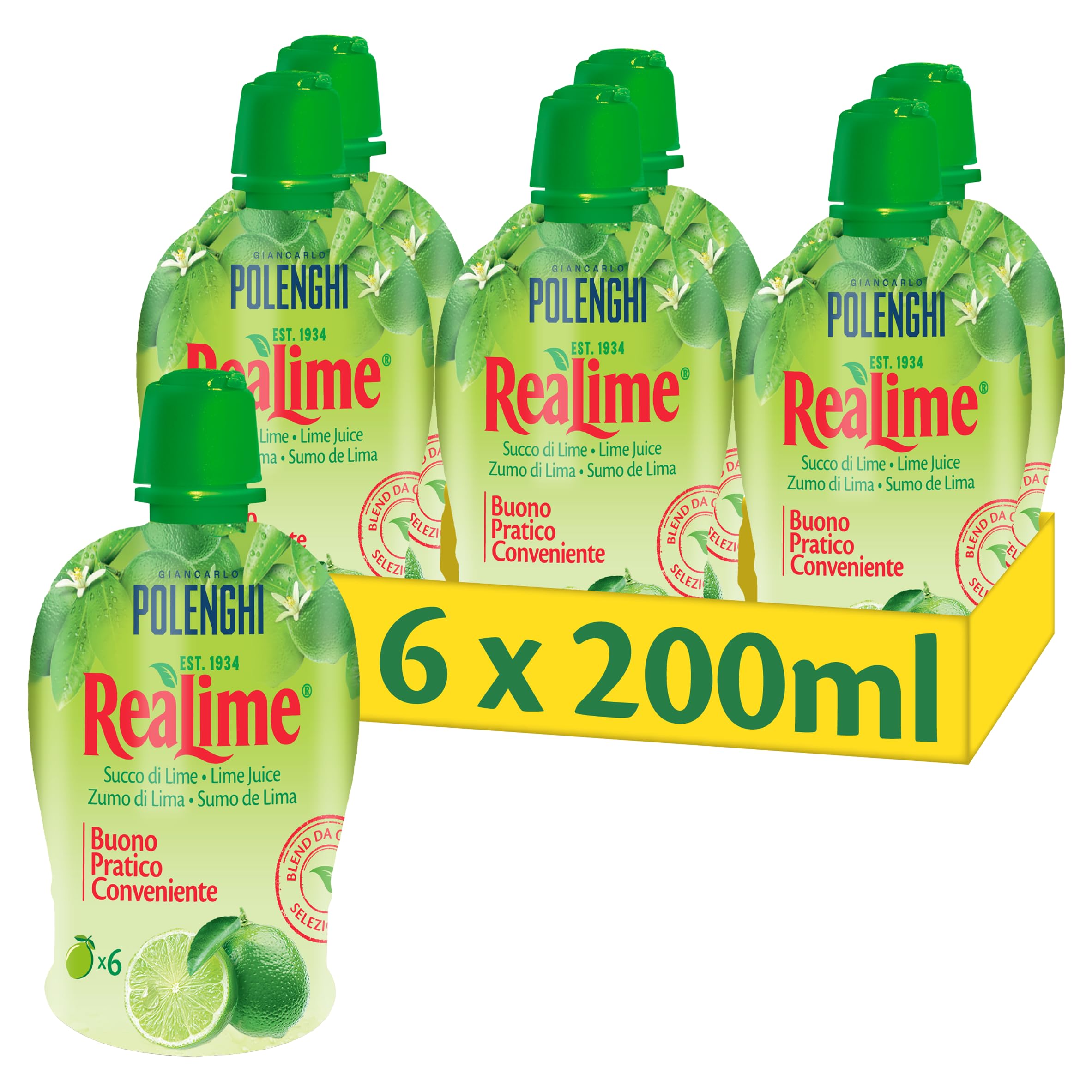 GIANCARLO POLENGHI ReaLime Lime Juice - 6 x 200ml Pack | Ready to Use | For Cooking & Drinks