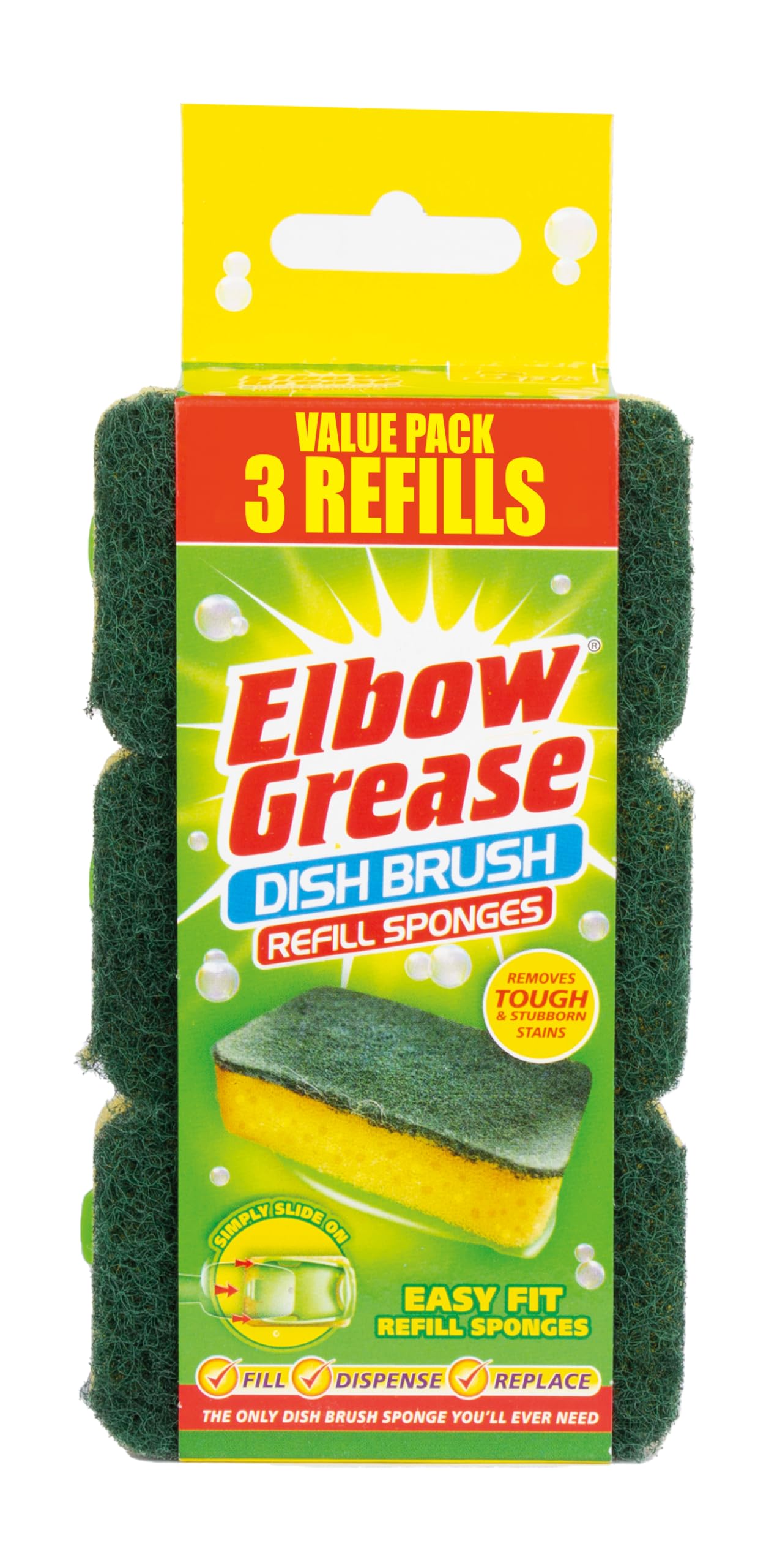 Elbow Grease Dish Brush Refill Sponges - Non-Scratch Cleaning | 3 Pack 1