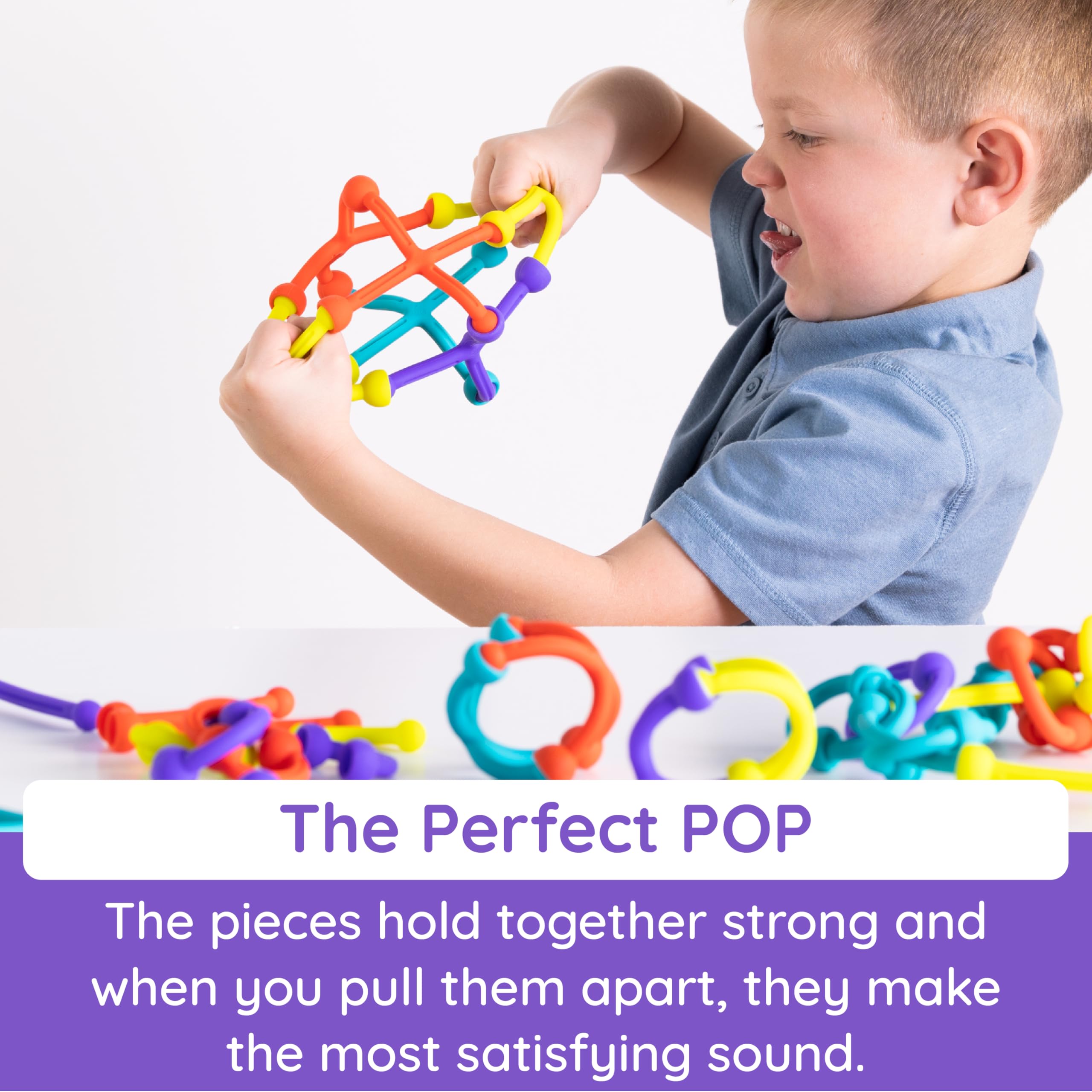 Fat Brain Toys Plip Kit - 52-Piece Bendy Silicone Building Set for Kids 3+ 5