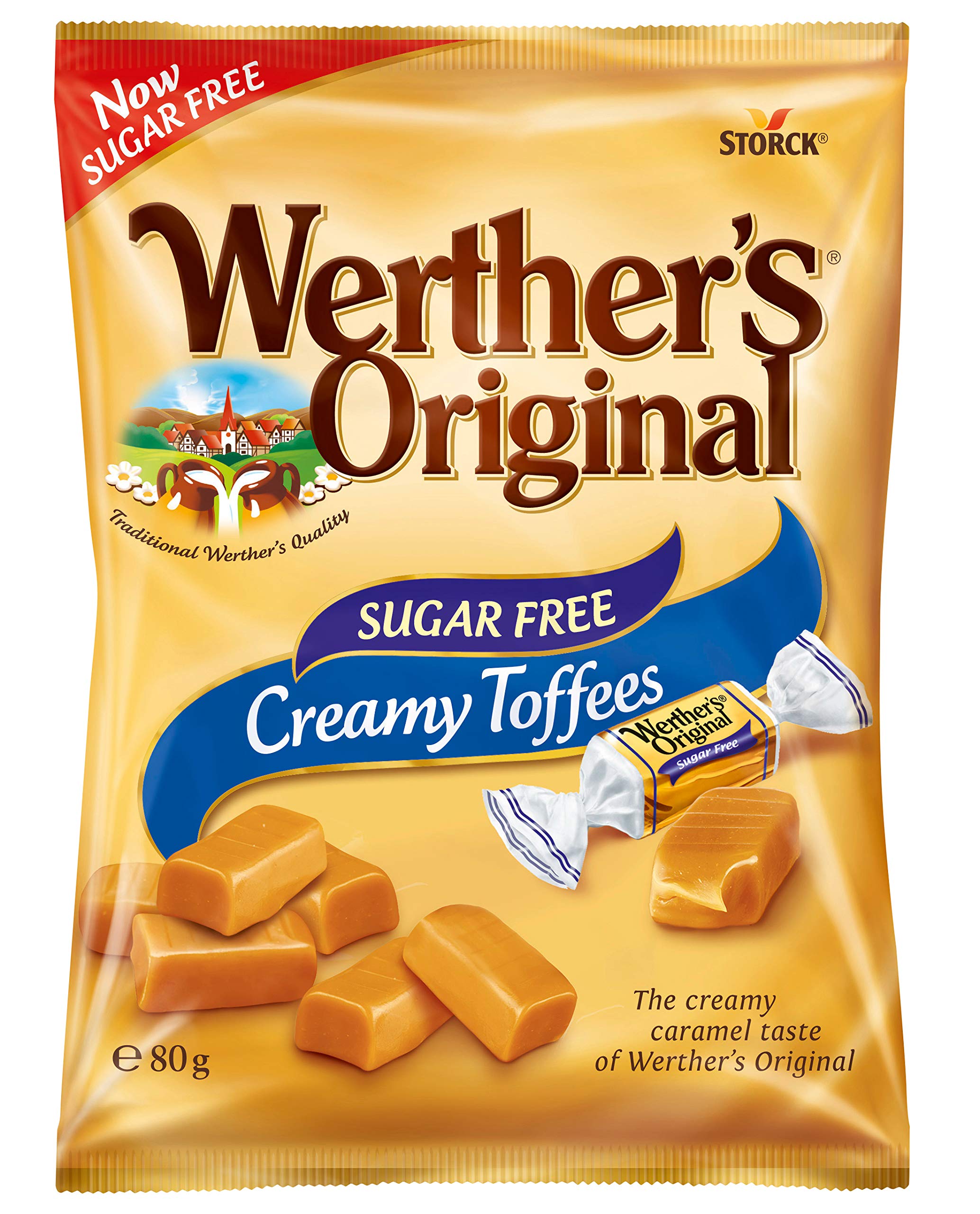 Werther's Original Sugar-Free Creamy Toffees, Gluten-Free Individually Wrapped Treats 6