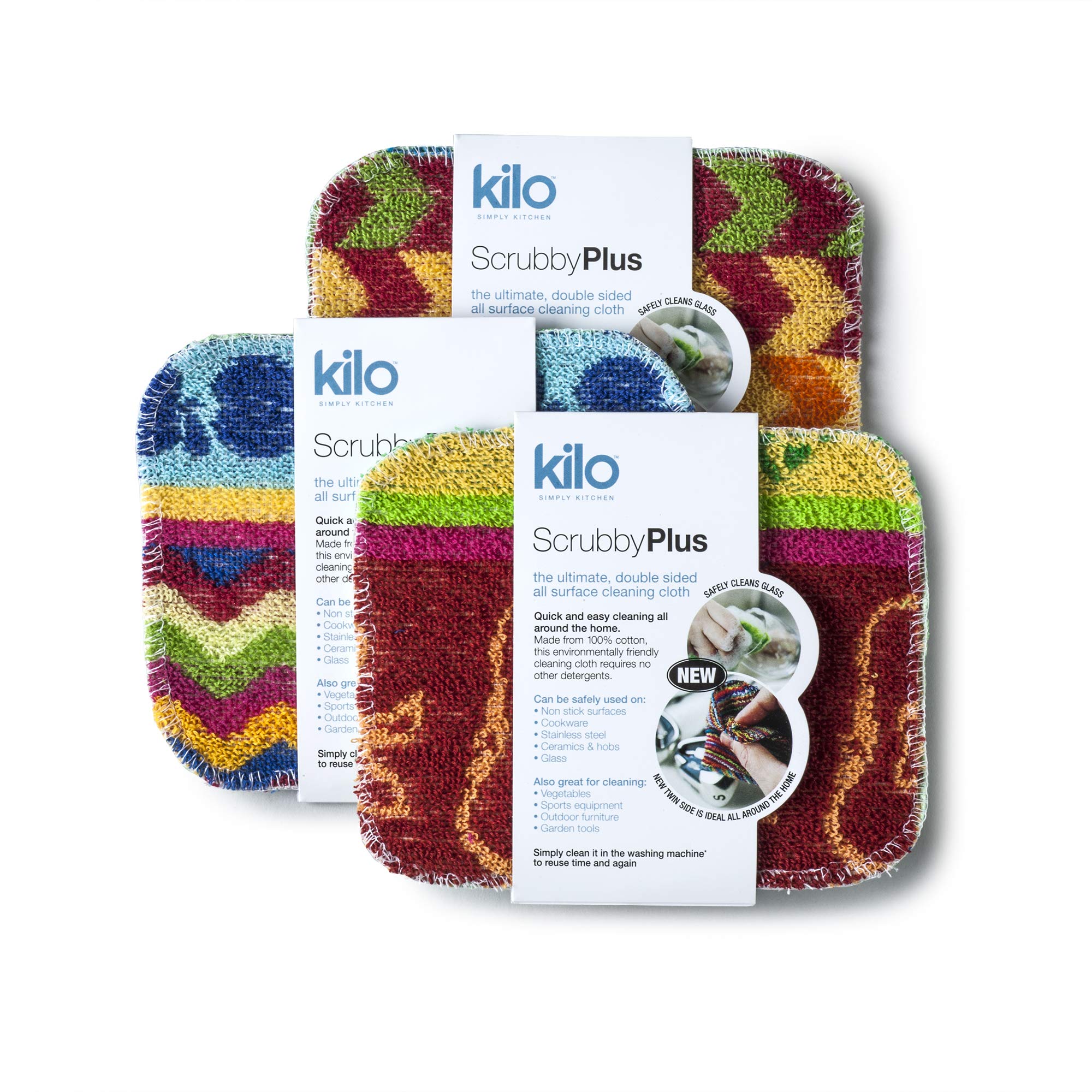 Kilo Scrubby Plus Non-Scratch Scourer with Delicate Cloth Side - Set of 3 | Multi-Purpose Cleaning 1