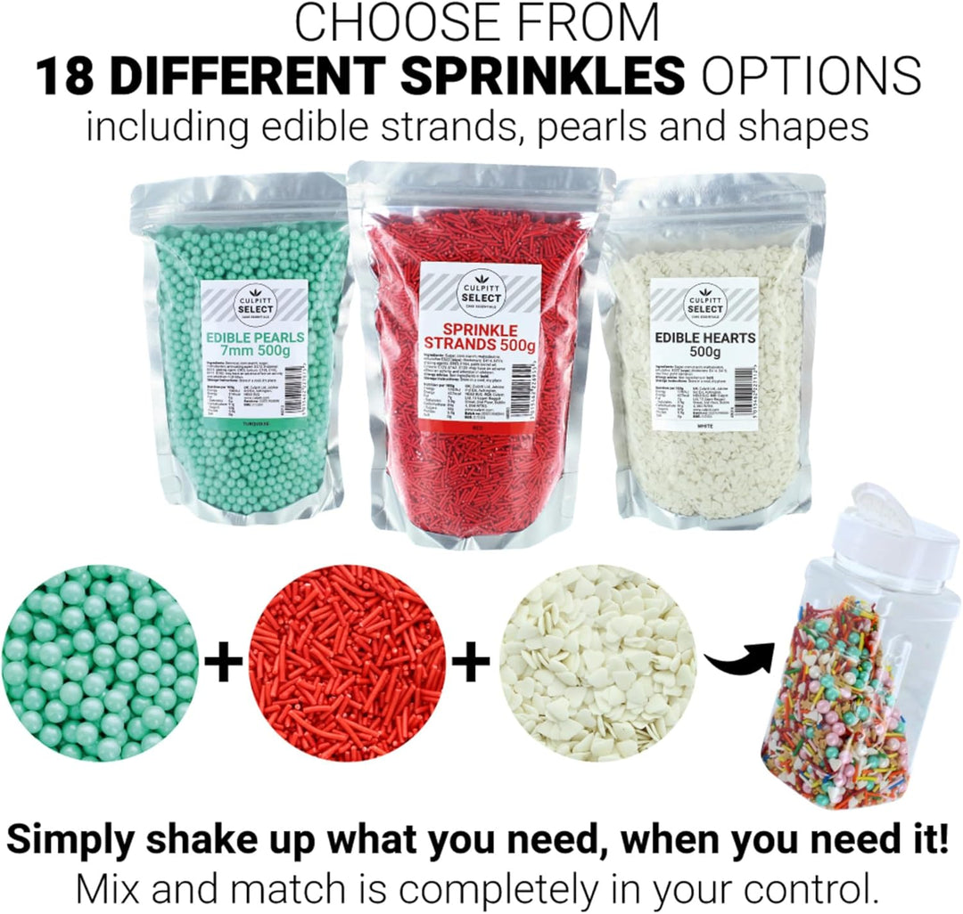 Culpitt Select Edible Pearls - White 7mm Cake Sprinkle Decorations, 500g