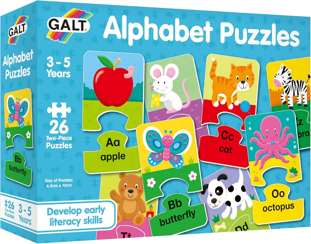 Galt Toys Alphabet Puzzles - 26 Two-Piece Educational Jigsaw Puzzles for Kids 3+