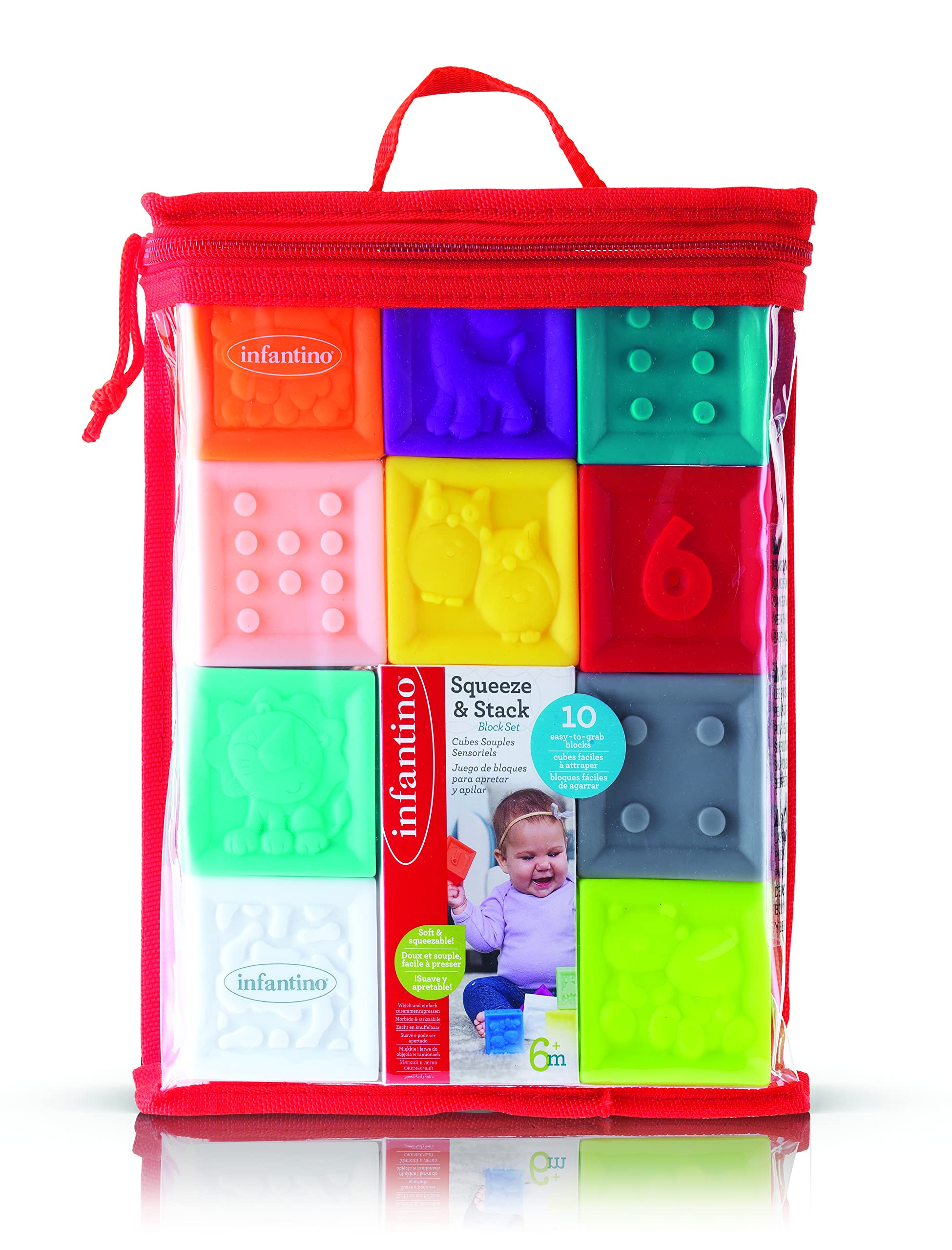 Infantino Squeeze and Stack Blocks Set - Sensory & Educational Toy for 6 Months+ 1