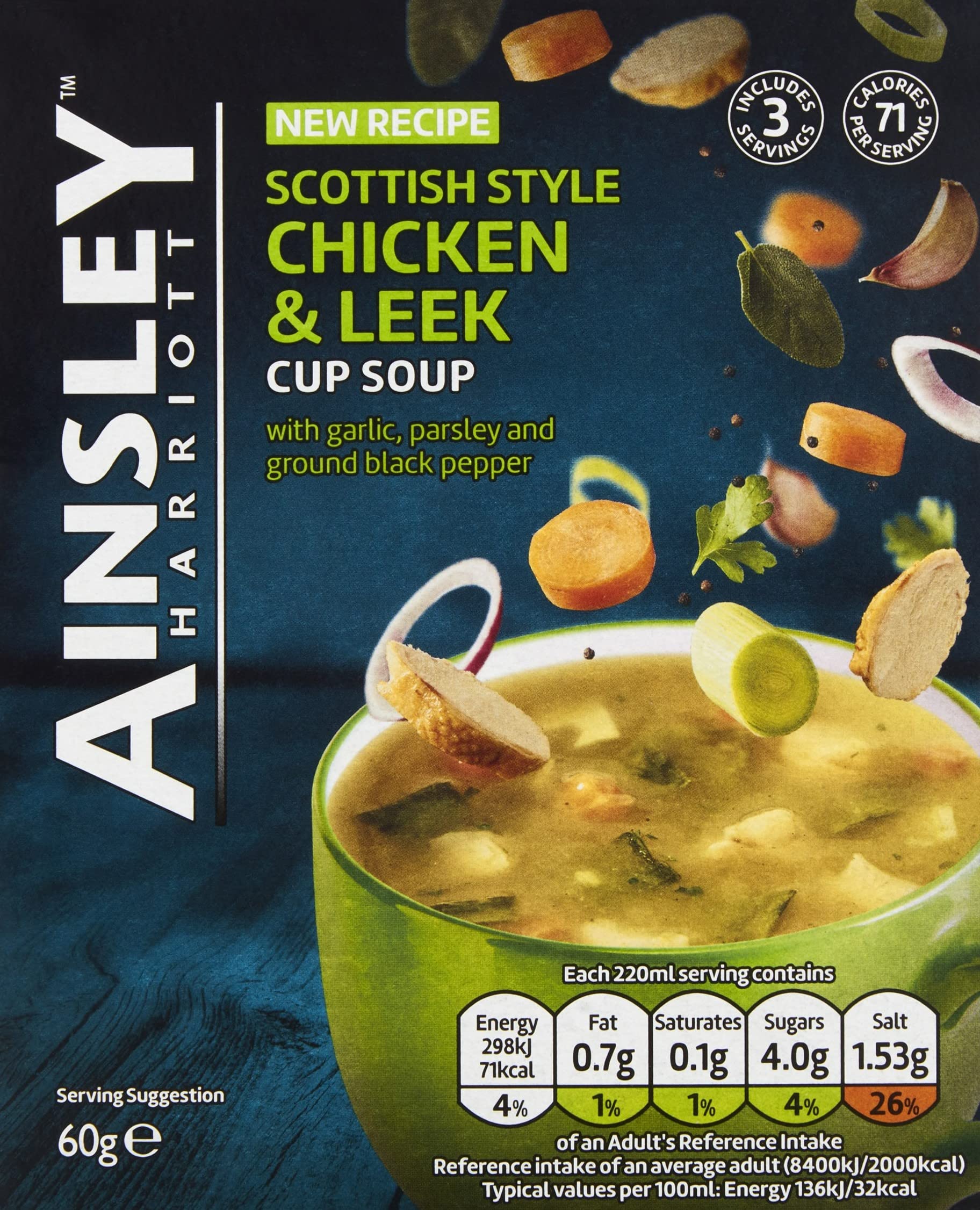 Ainsley Harriott Scottish Chicken and Leek Cup Soup 60g (Pack of 8)