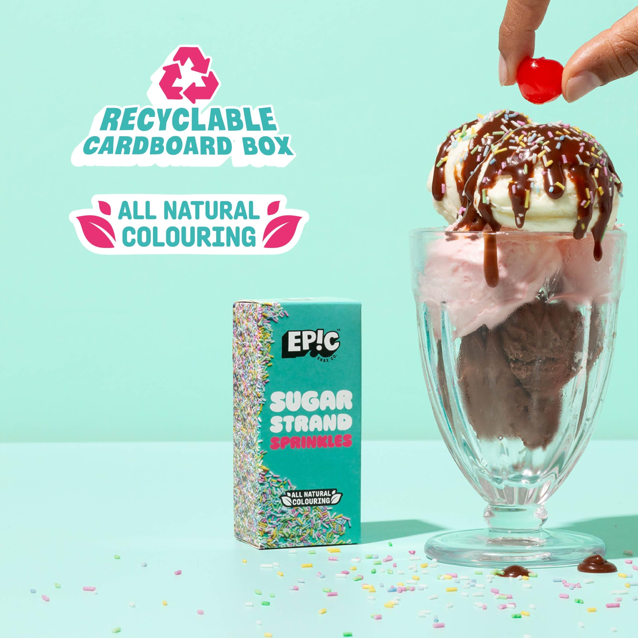 EPIC SNAX CO Sugar Strands Sprinkle Toppers - Classic Rainbow Sprinkles for Baking & Dessert Decorations 6