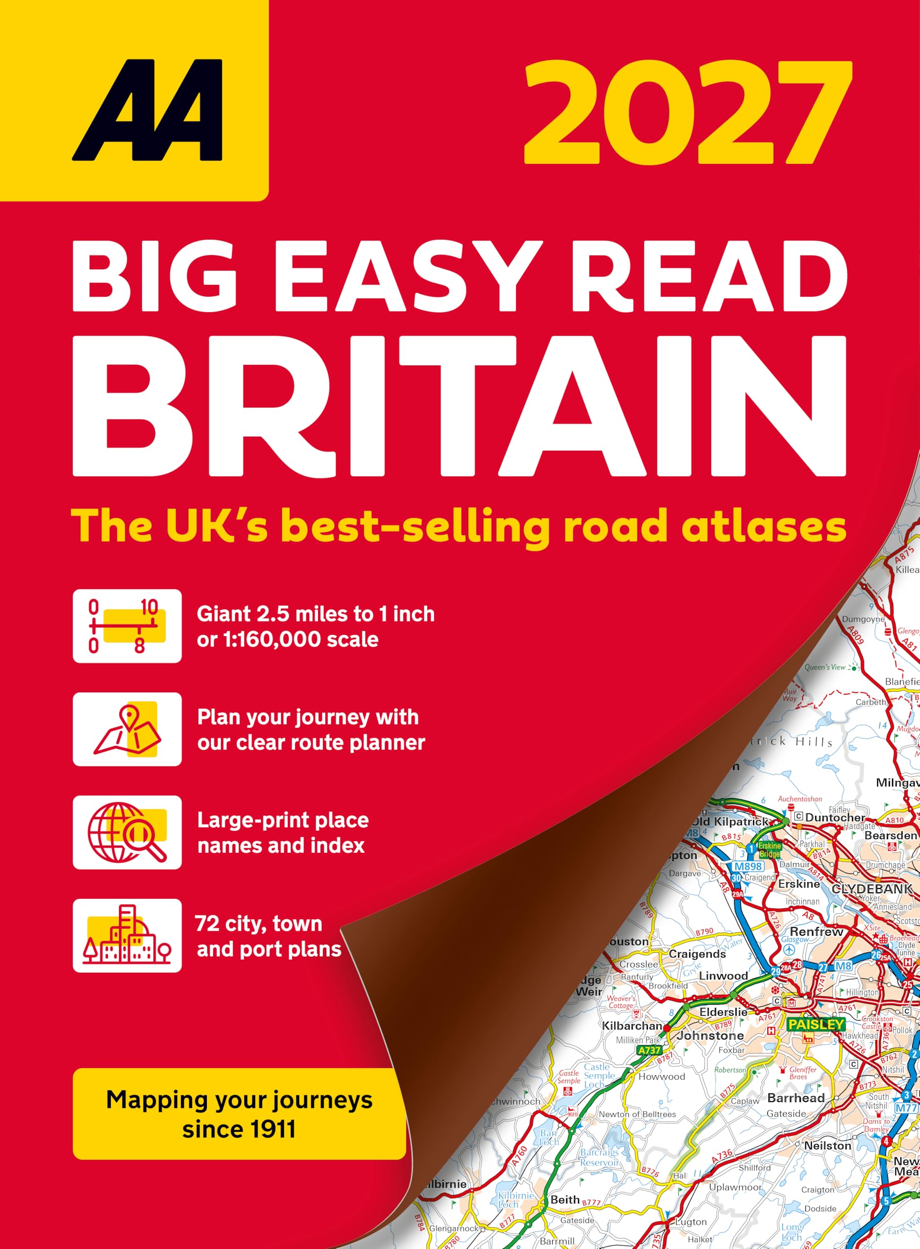 AA Big Easy Read Atlas Britain 2027 Spiral Bound | Large Scale Mapping | A3 Format