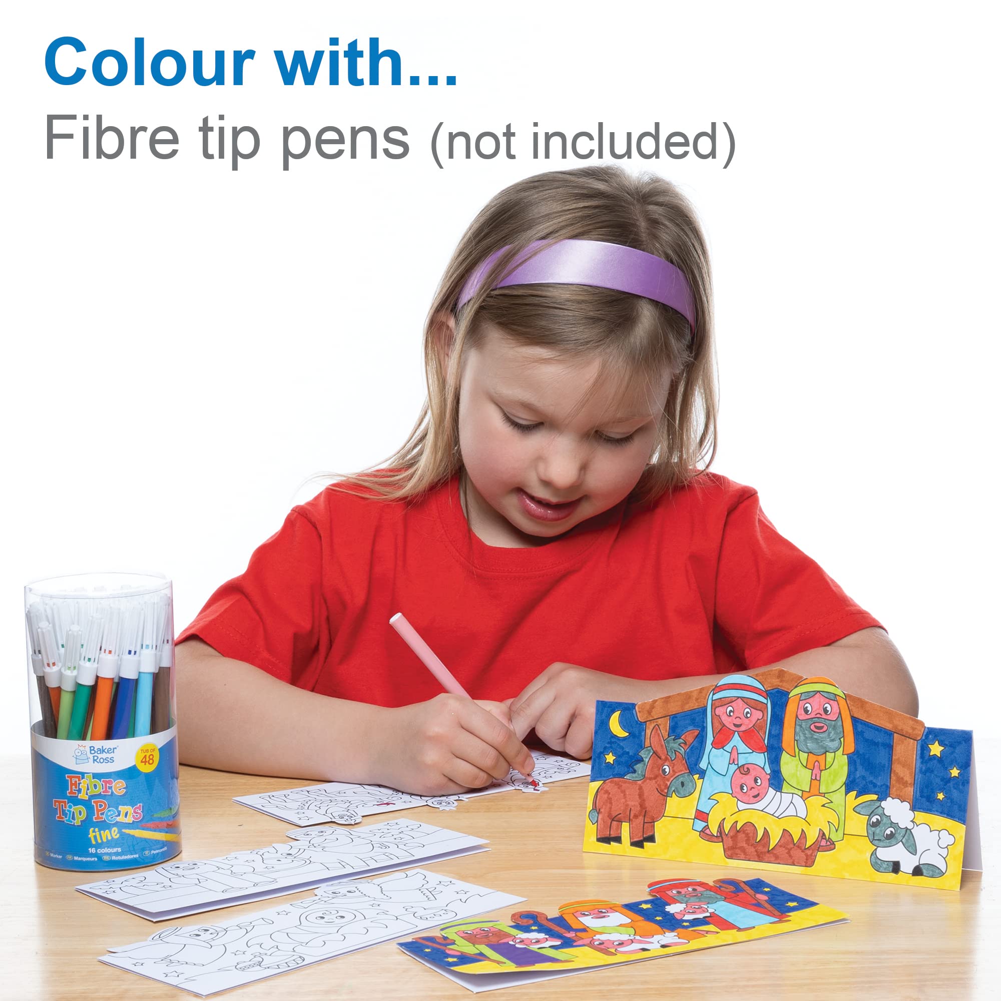 Baker Ross FC270 Nativity Colour In Pop Up Cards - Pack of 10 Christmas Craft Kit 4