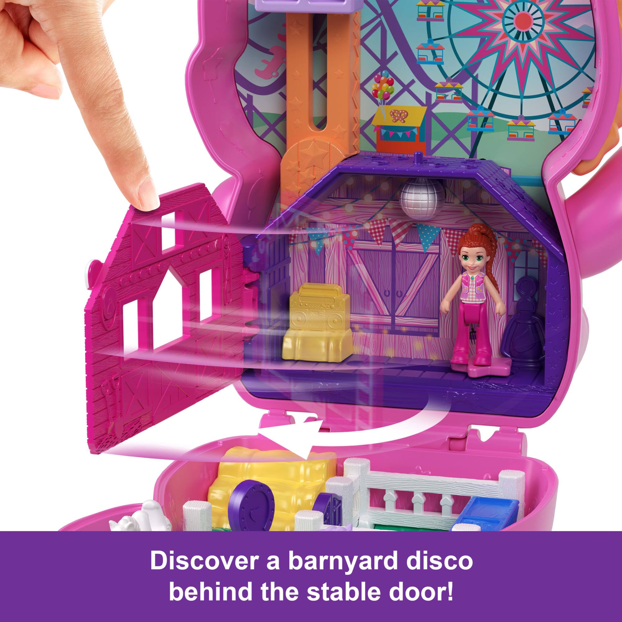 Polly Pocket Pony Rodeo Compact Playset - Micro Doll with 2 Pet Ponies & 10 Accessories 6