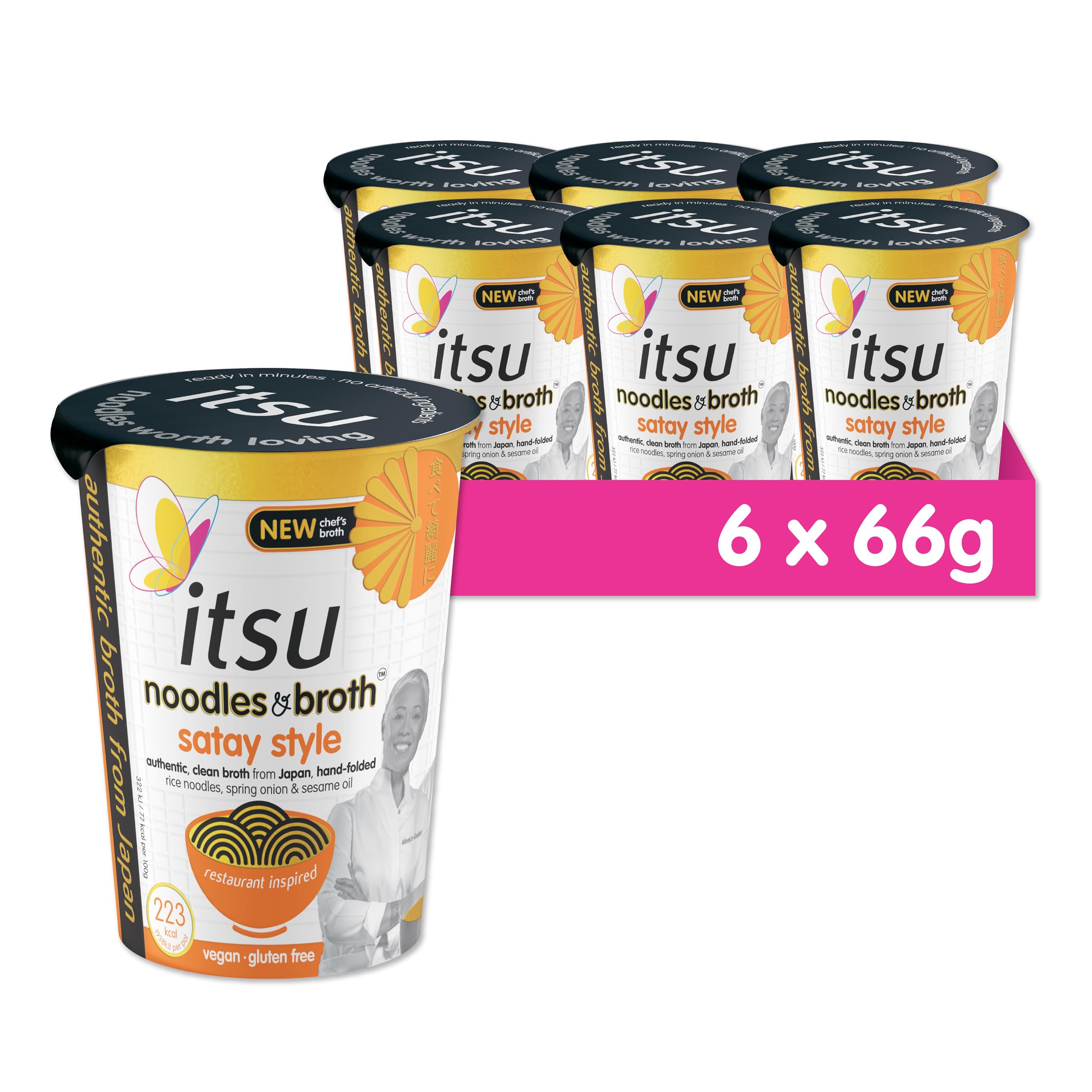 Itsu Satay Style Instantnudeln &amp; Brühetopf 66 g – Glutenfrei, Vegan, Fettarm – 6er-Pack 5