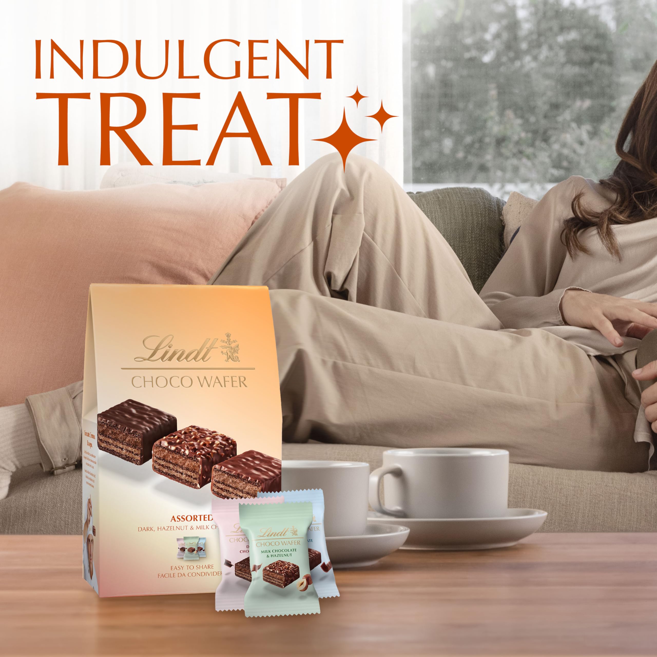 Lindt Choco Wafers Assorted Flavours - Milk, Dark & Hazelnut Chocolate Covered Wafers 135g 5