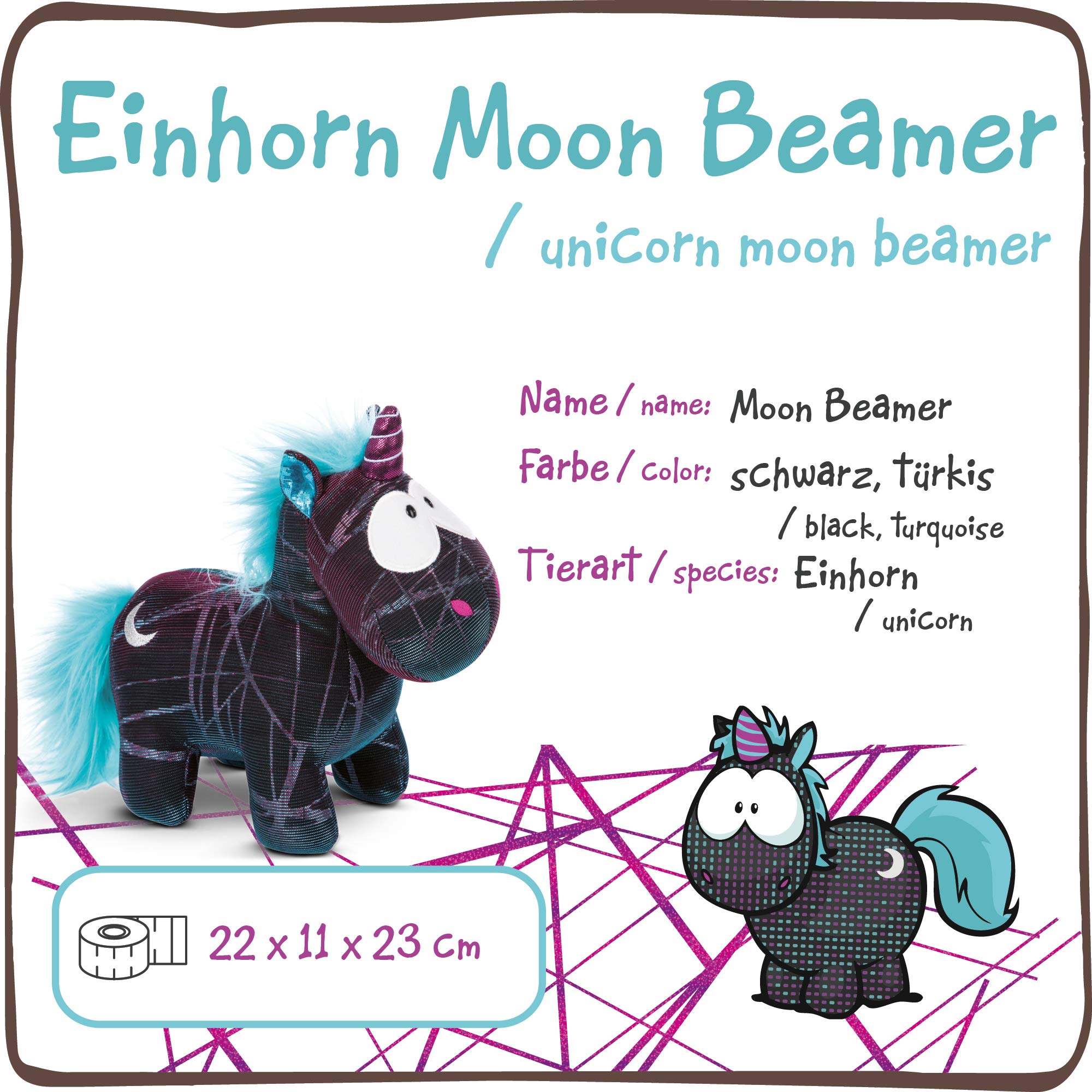 NICI 45712 Theodor & Friends Moon Beamer Special Edition Plush Unicorn - 22 cm, Black/Turquoise 4