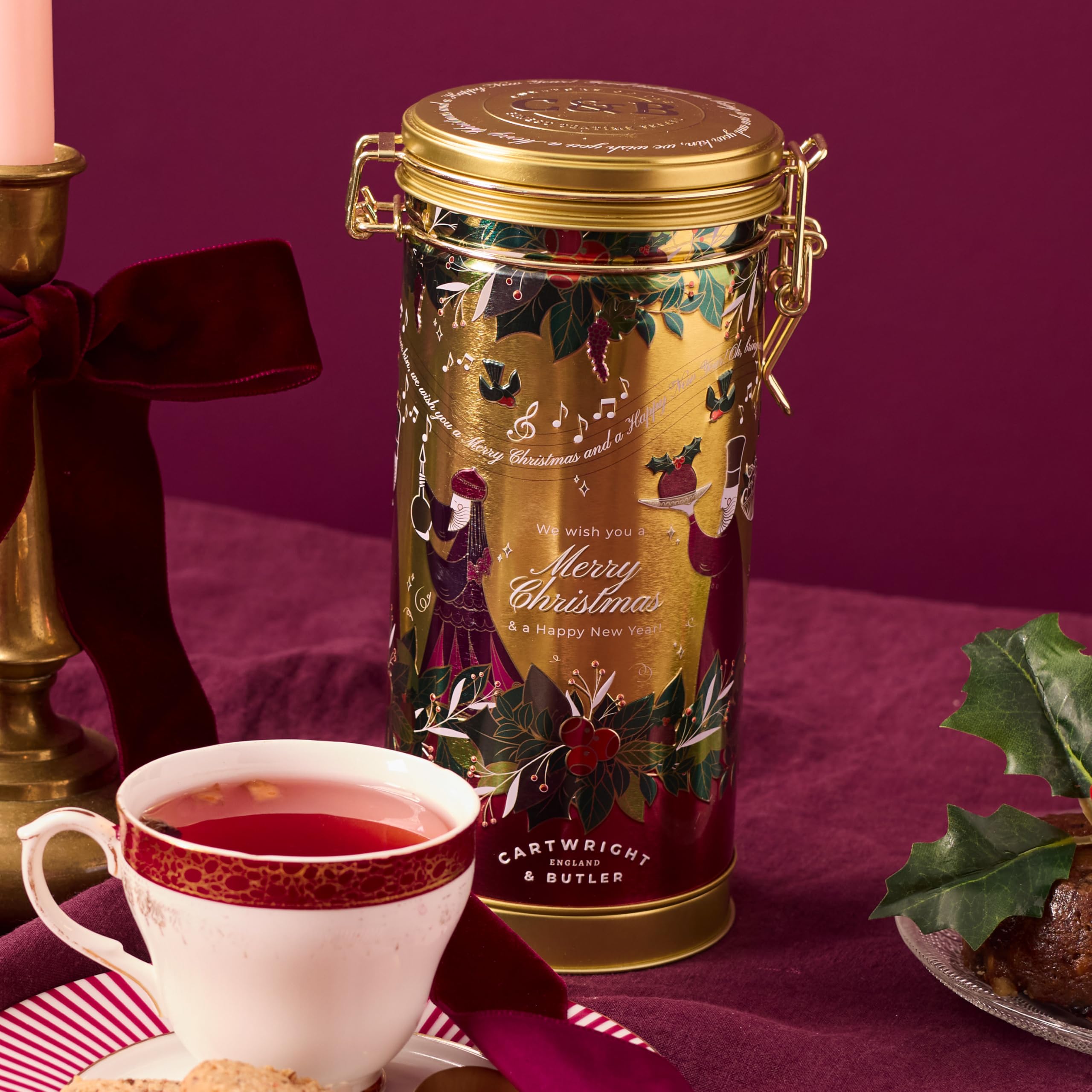 Cartwright & Butler Merry Christmas Pudding Biscuits in Musical Tin 5