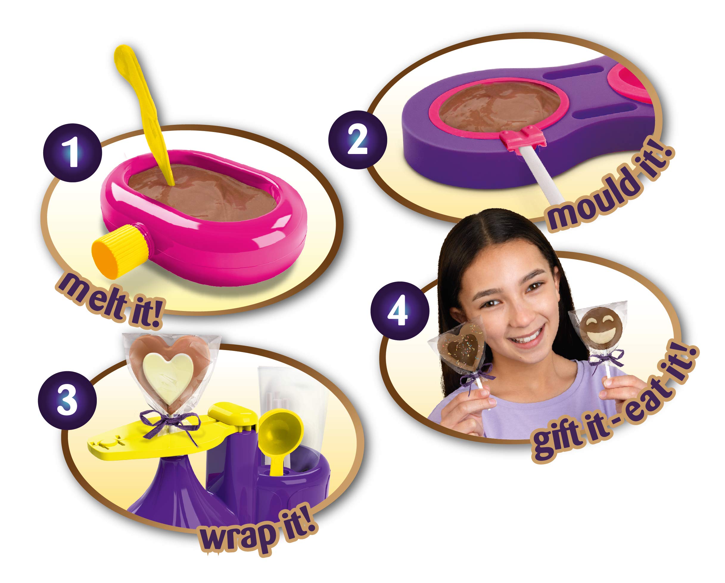 John Adams Chocolate Lolly Maker - Melt, Mould & Wrap 4 Designs | Kids Craft Kit | Ages 6+