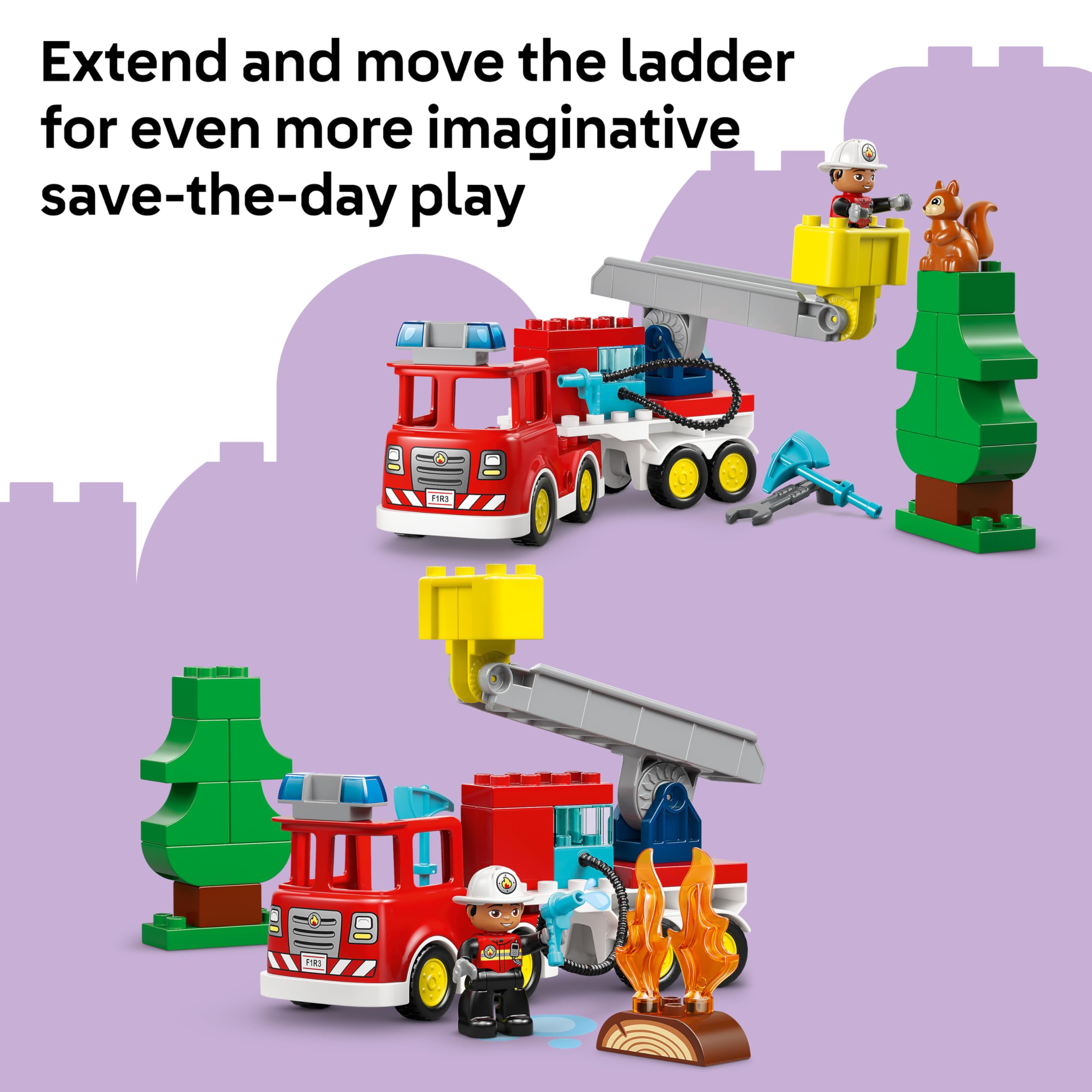 LEGO DUPLO Fire Engine with Hose and Firefighter Set 10473 | Ages 2+ 5