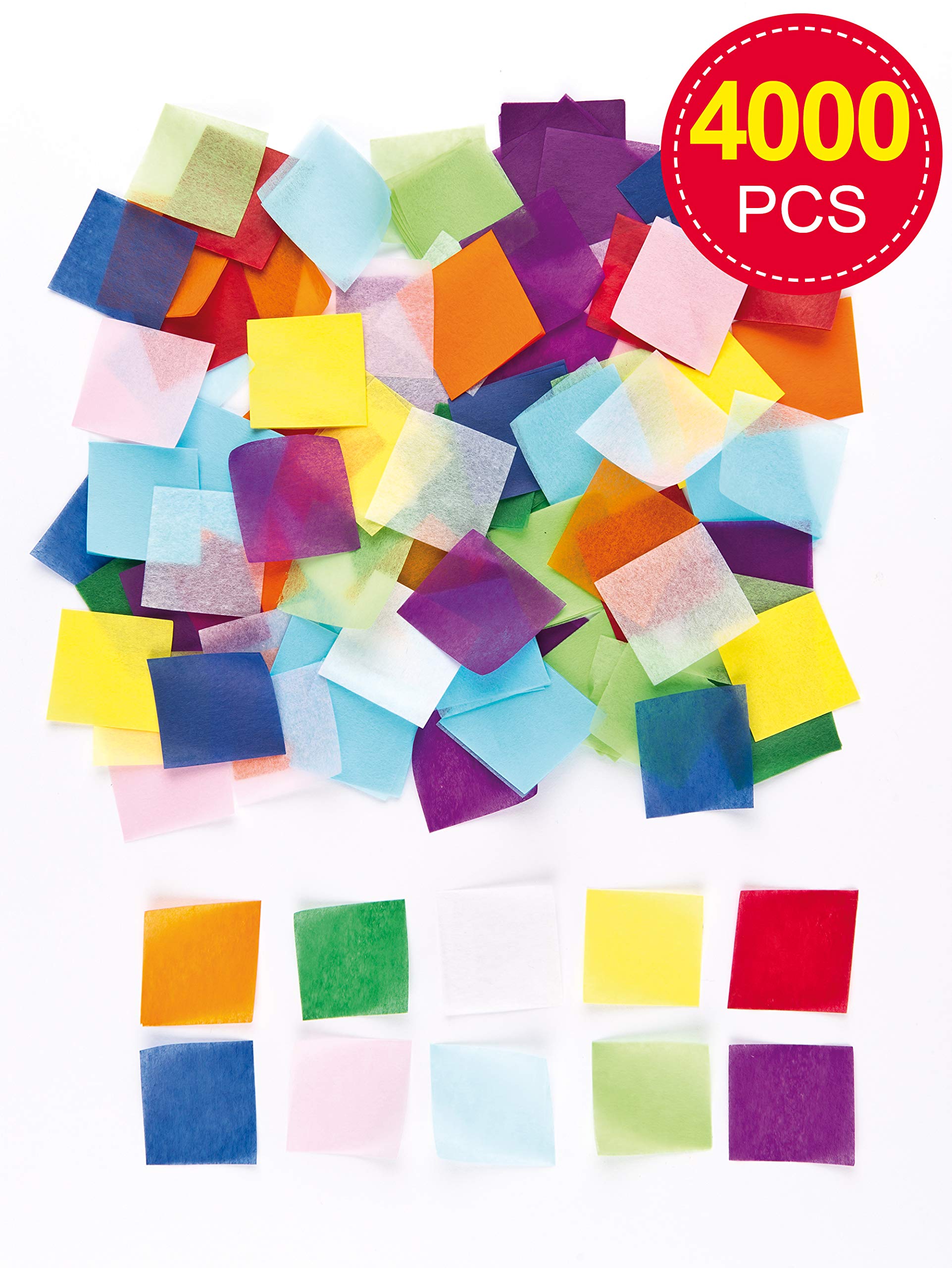 Baker Ross EV2752 Mini Rainbow Tissue Paper Squares - 4000 Pack | 38mm x 38mm 2