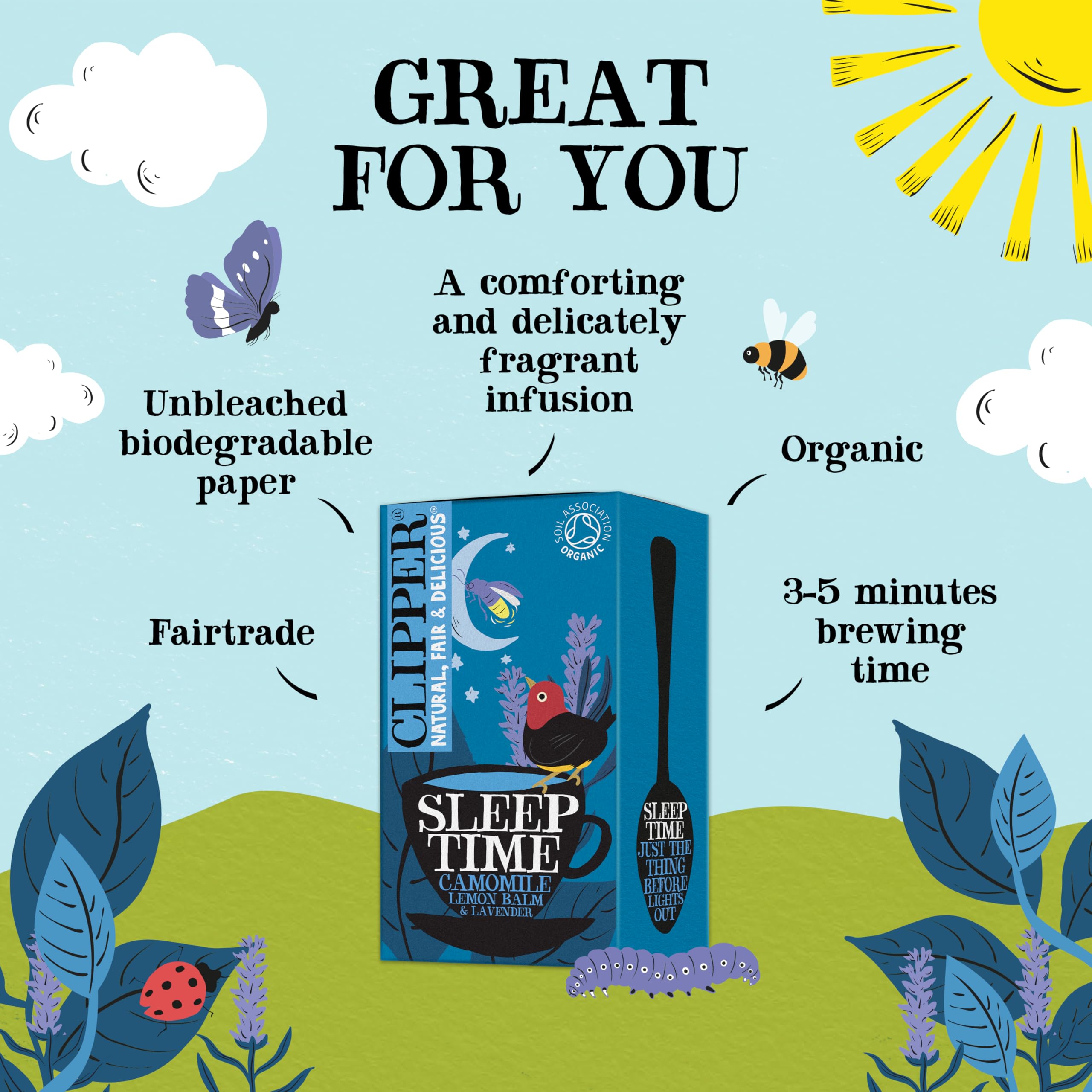Clipper Organic Sleep Time Herbal Infusions Tea - Chamomile, Lemon Balm & Lavender | 4 x 20 Teabags 2