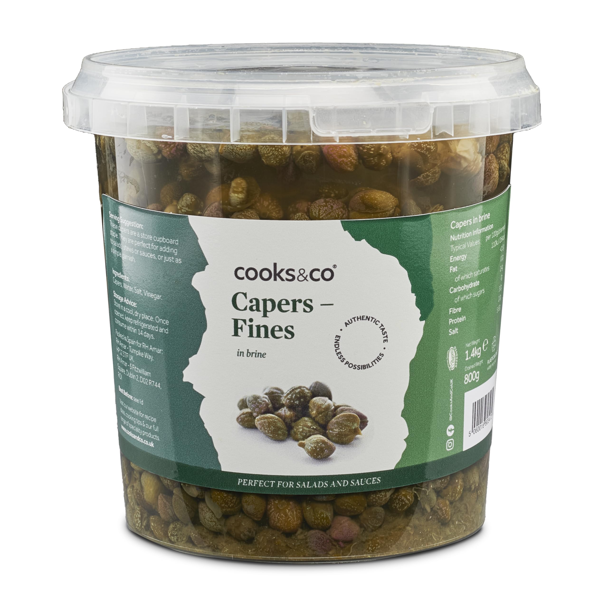 Cooks & Co Capers Fines - Salted & Pickled Vegetable Buds | 1.4kg Tin 1