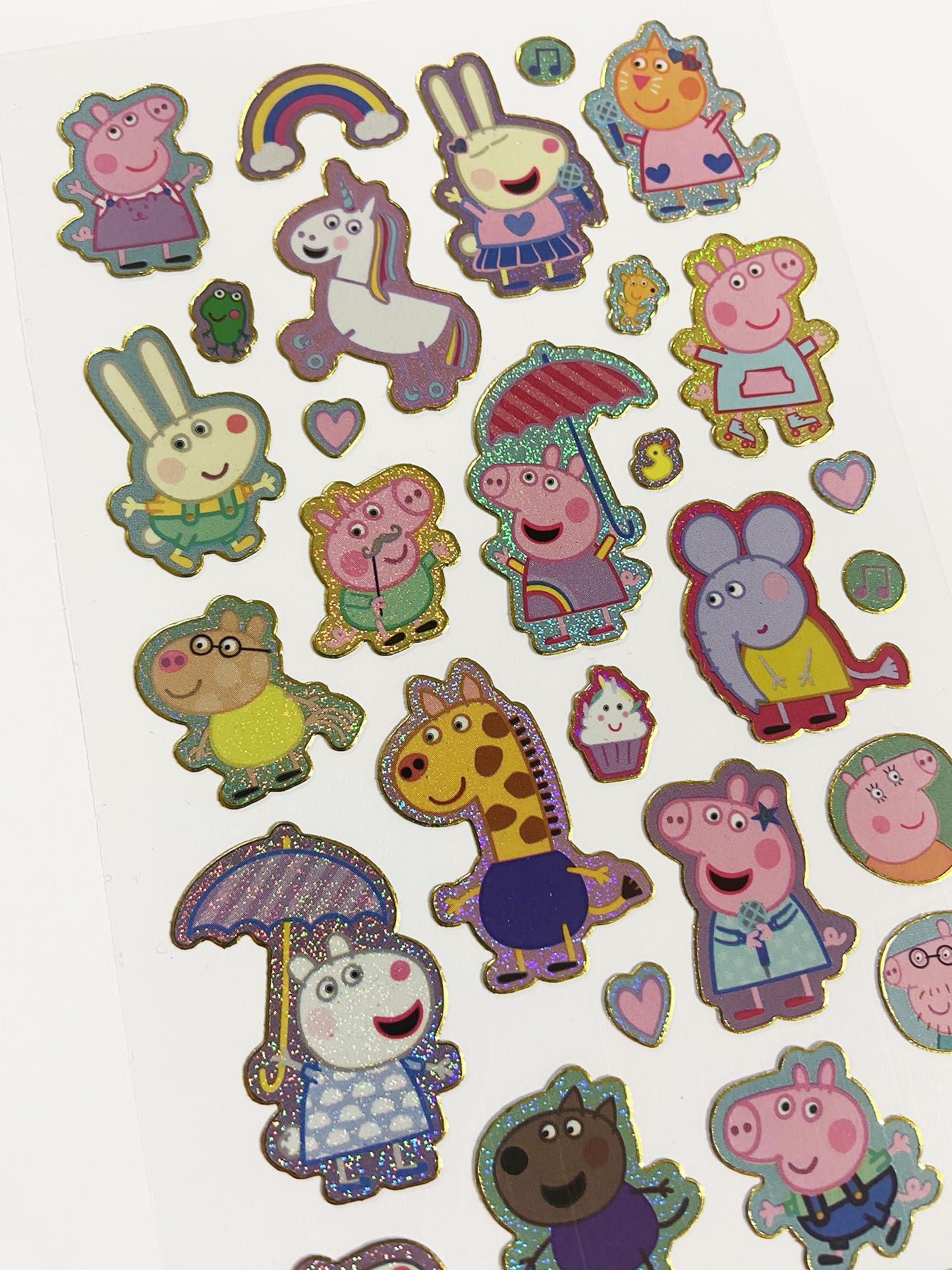 Paper Projects Peppa Pig Pink Sparkly Reusable Stickers - Foil Finish | 19.5cm x 9.5cm Sheet 3