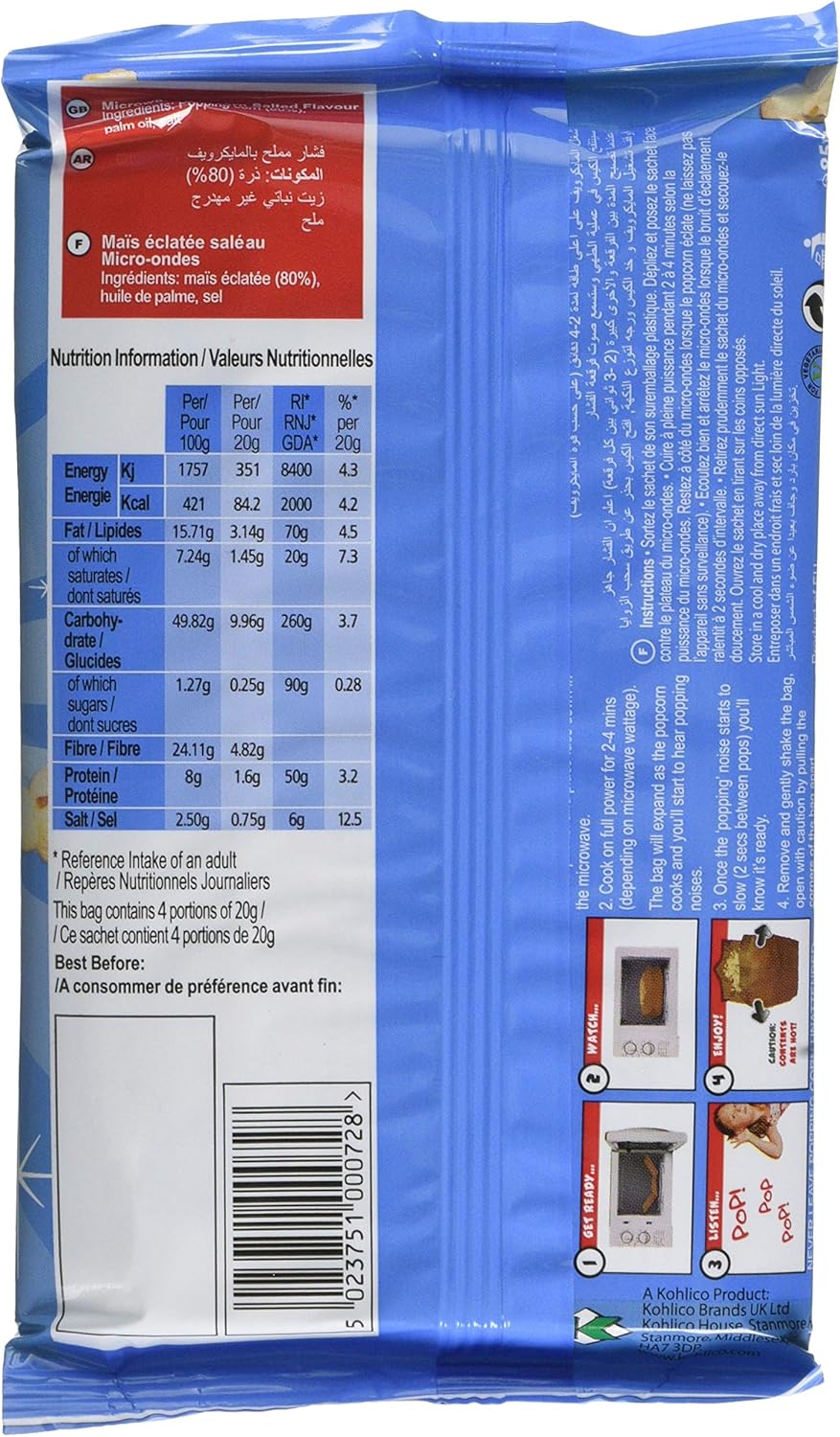 Eazypop Mikrowellen-Popcorn mit Salzgeschmack, 16er-Packung (je 85 g) 5