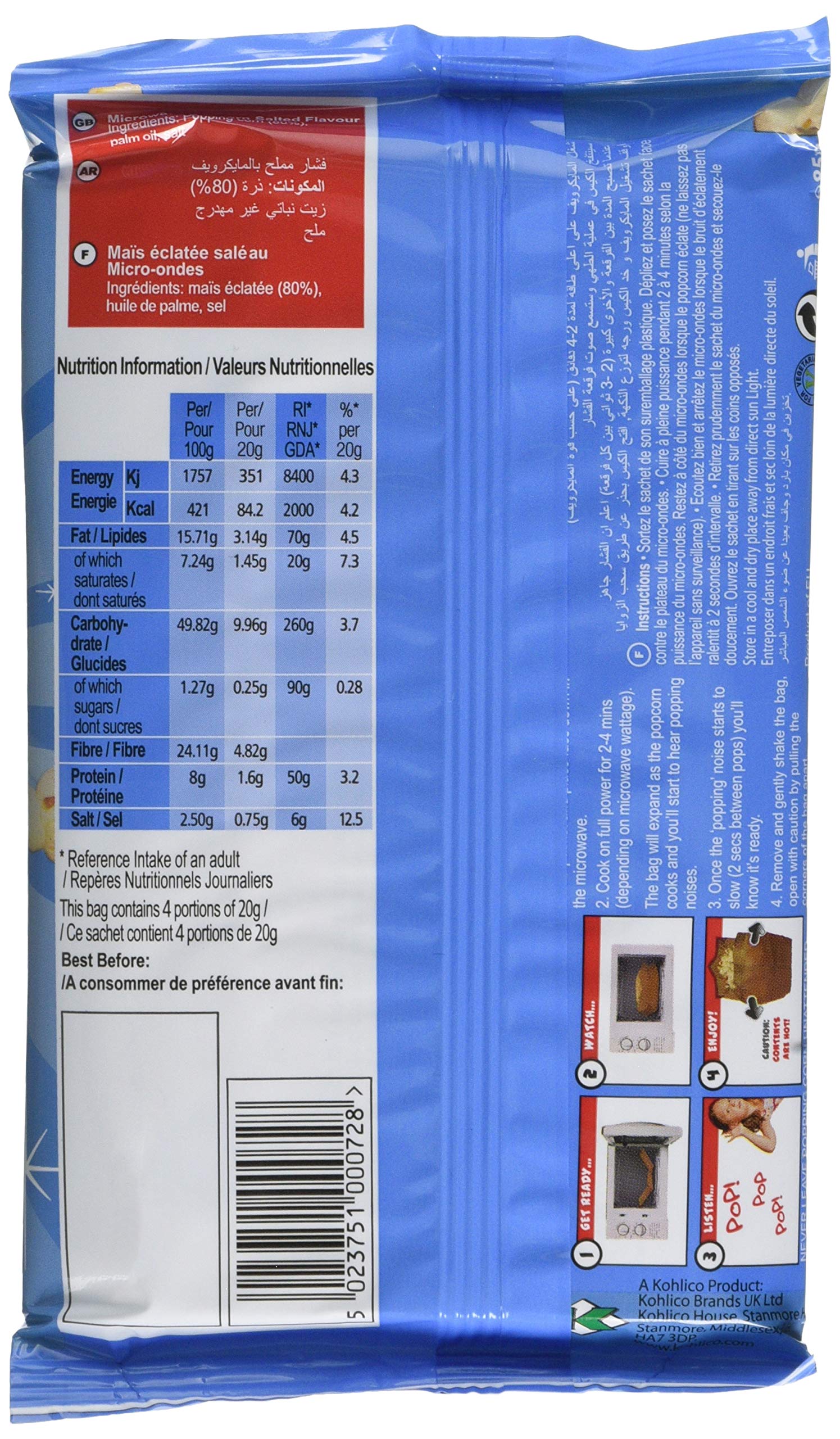 The Great British Confectionery Company Eazypop Microwave Popcorn - Salted Flavour | 16 Pack x 85g 2