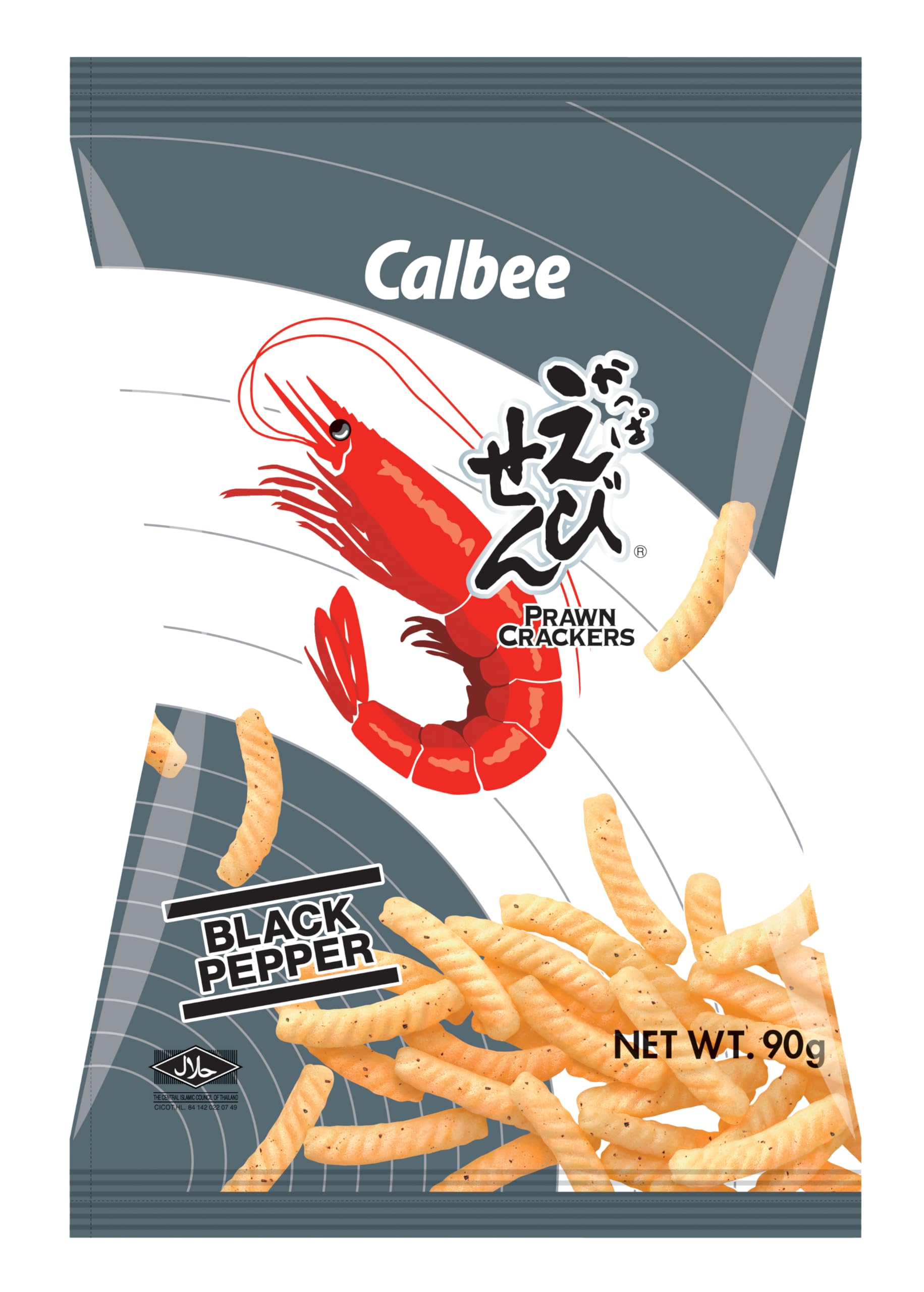 Calbee Prawn Crackers Black Pepper Flavour - 90g Single Bag