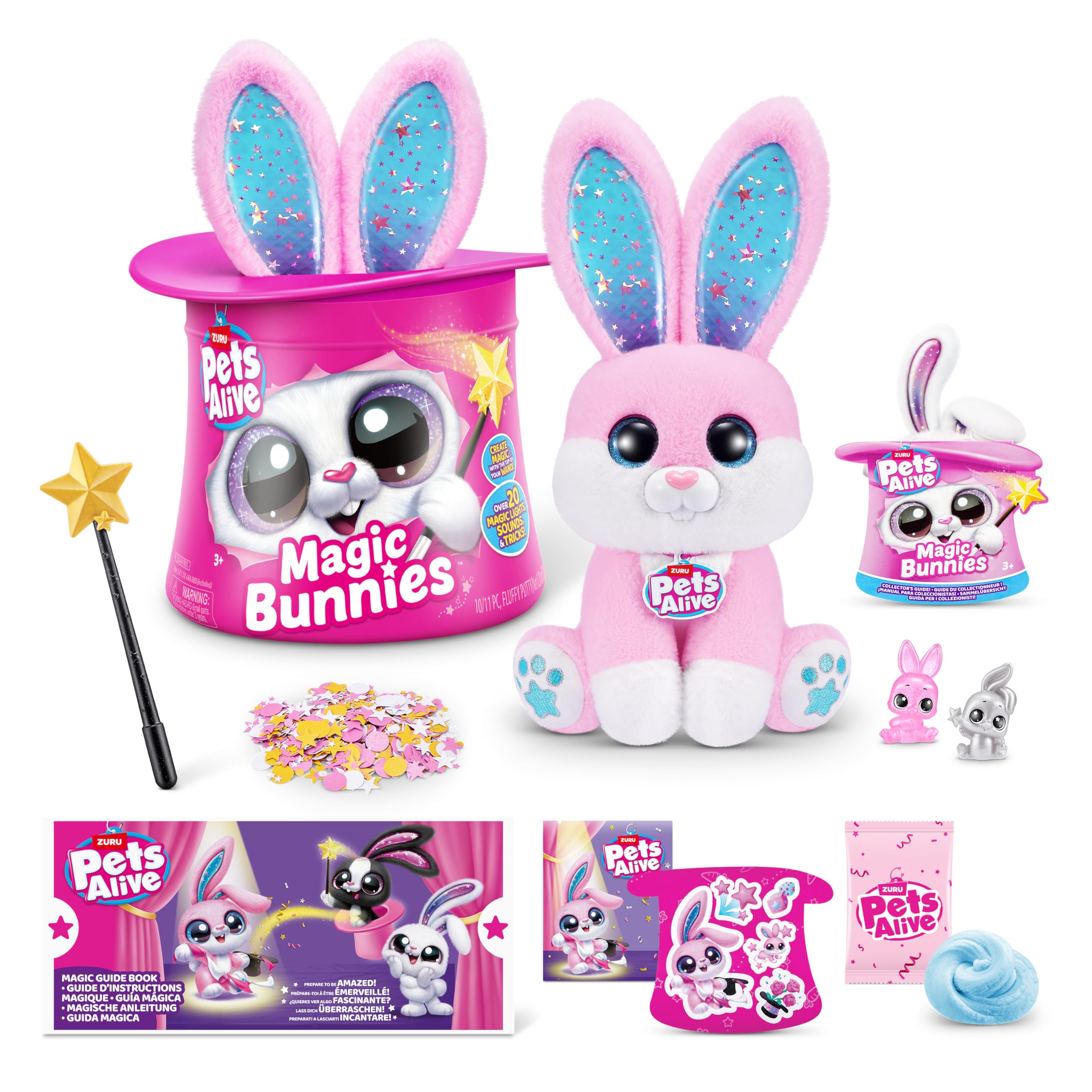 Pets Alive Magic Bunnies Pink Bunny (Candy) by ZURU - Electronic Plush with Lights, Sounds & Mini Bunnies 1