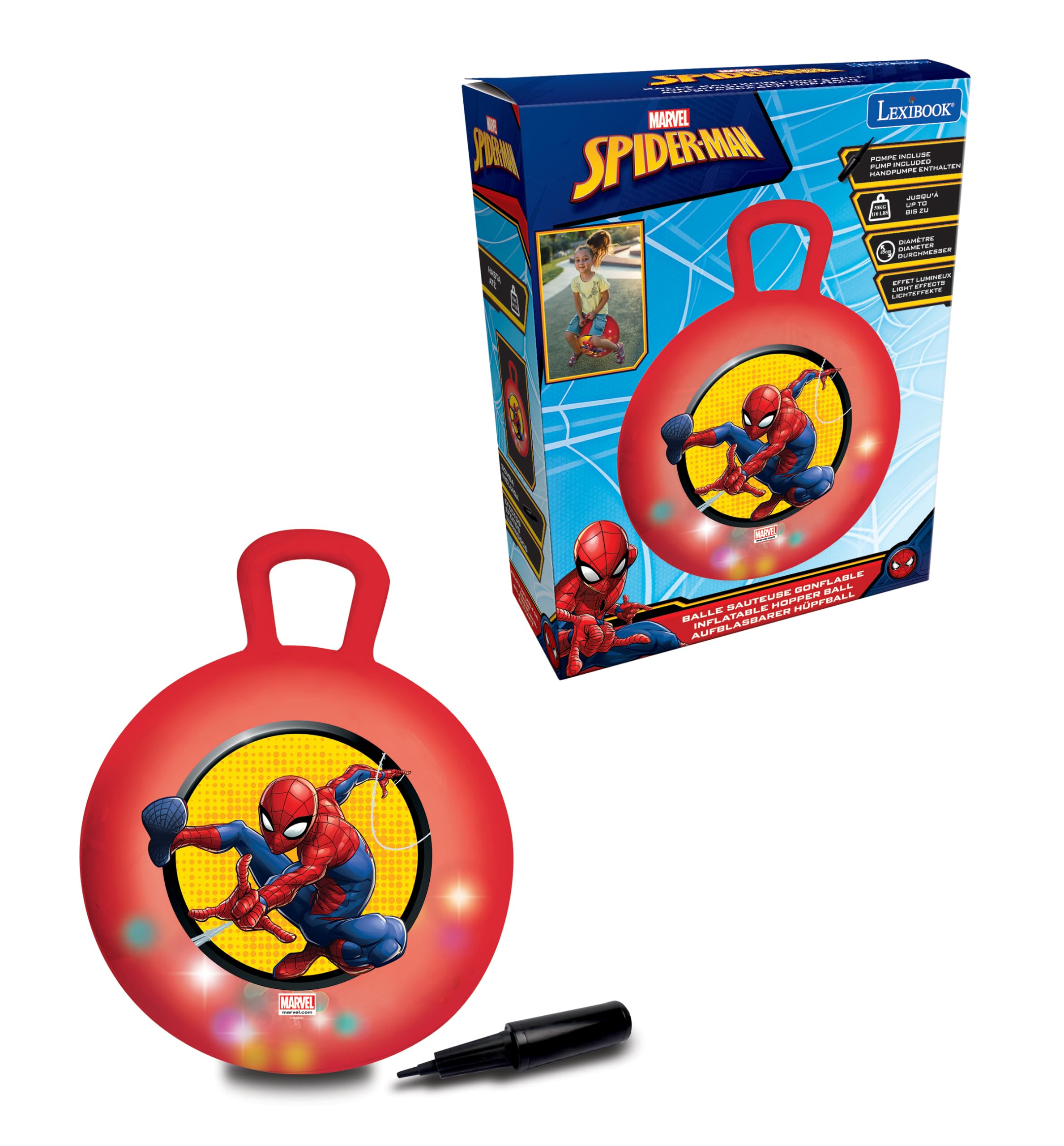 LEXIBOOK Spider-Man Electronic Inflatable Hopper Ball 45cm BG040SP 1