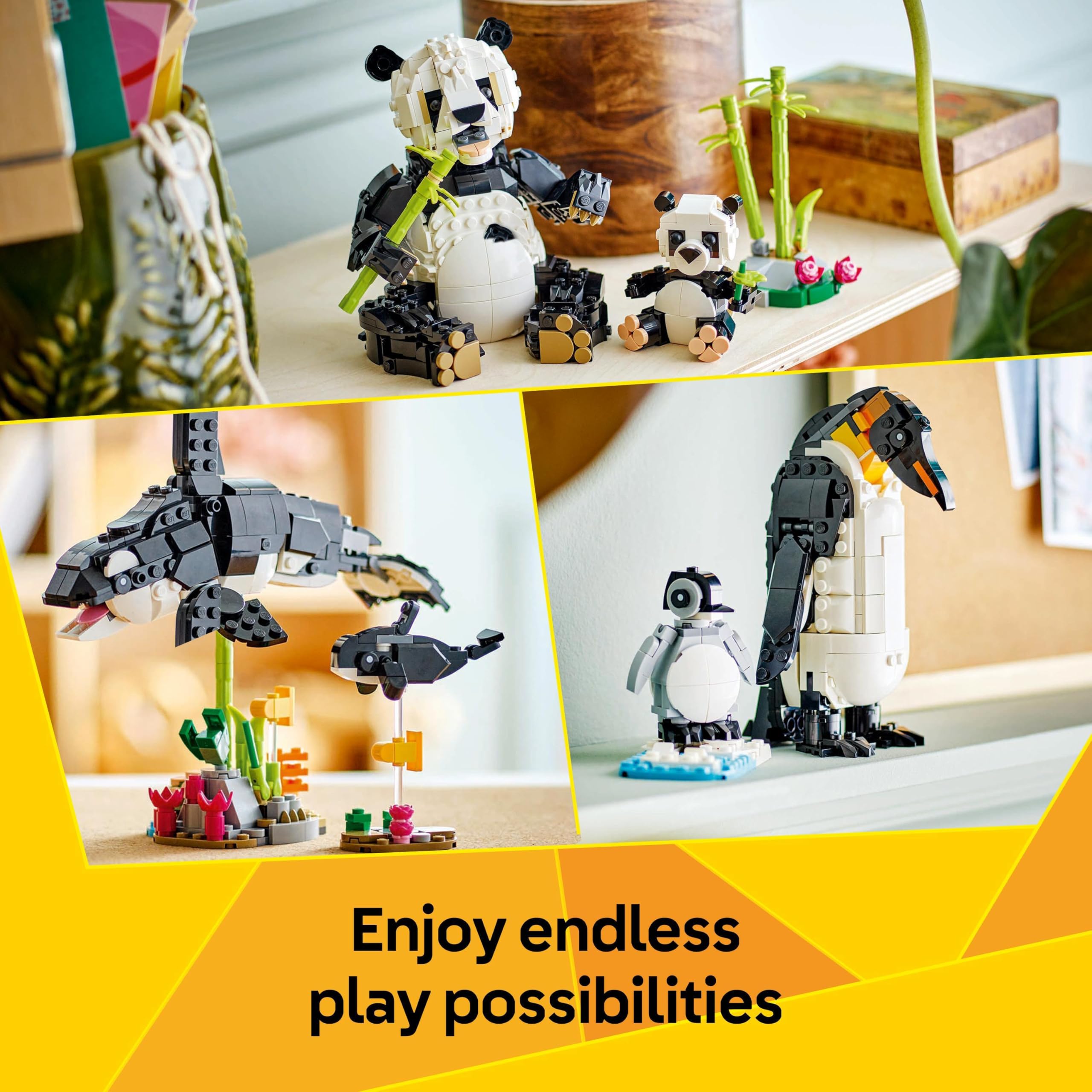 LEGO Creator 3-in-1 Wilde Tiere: Panda-Familien-Bauset – Lässt sich in Orca und Pinguin umbauen 4