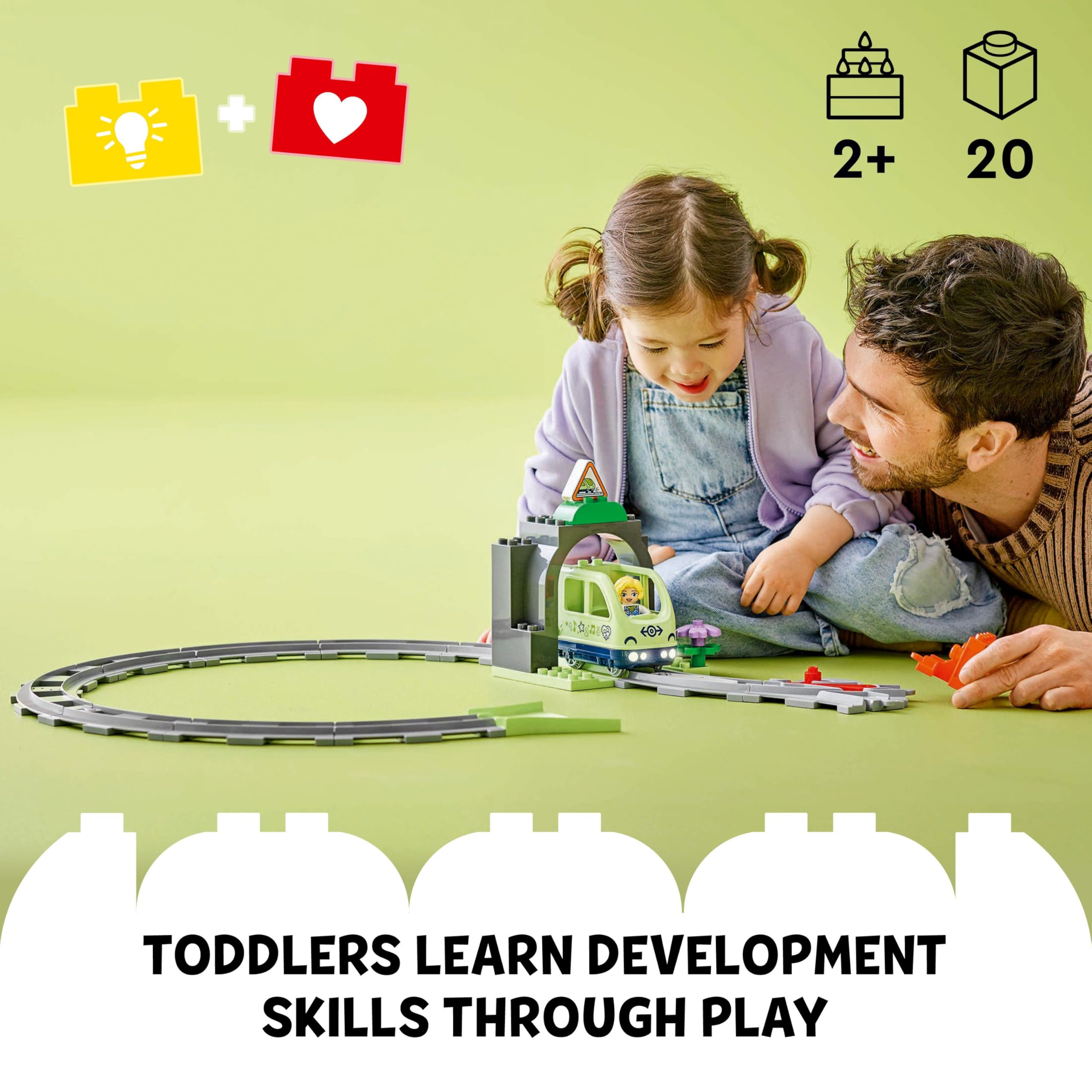 LEGO DUPLO Town Train Tunnel and Tracks Expansion Set 10425 | Ages 2+ | 10 Track Pieces