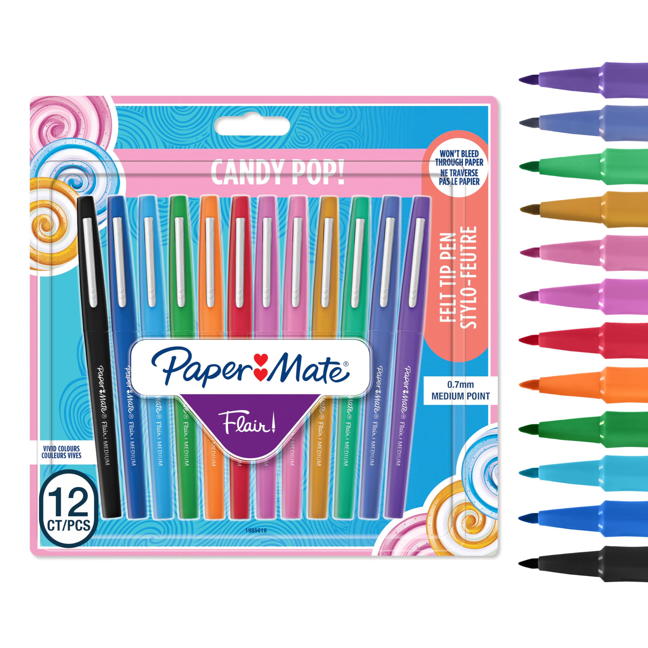 Paper Mate Flair Felt Tip Pens | Medium Point 0.7 mm | Assorted Colors | No-Bleed Ink 1