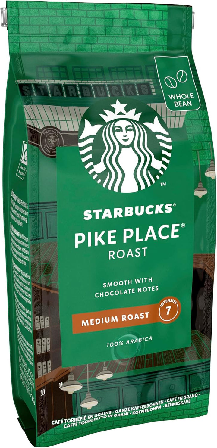 STARBUCKS Pike Place Roast - Medium Roast Whole Bean Coffee 200g (Pack of 6)