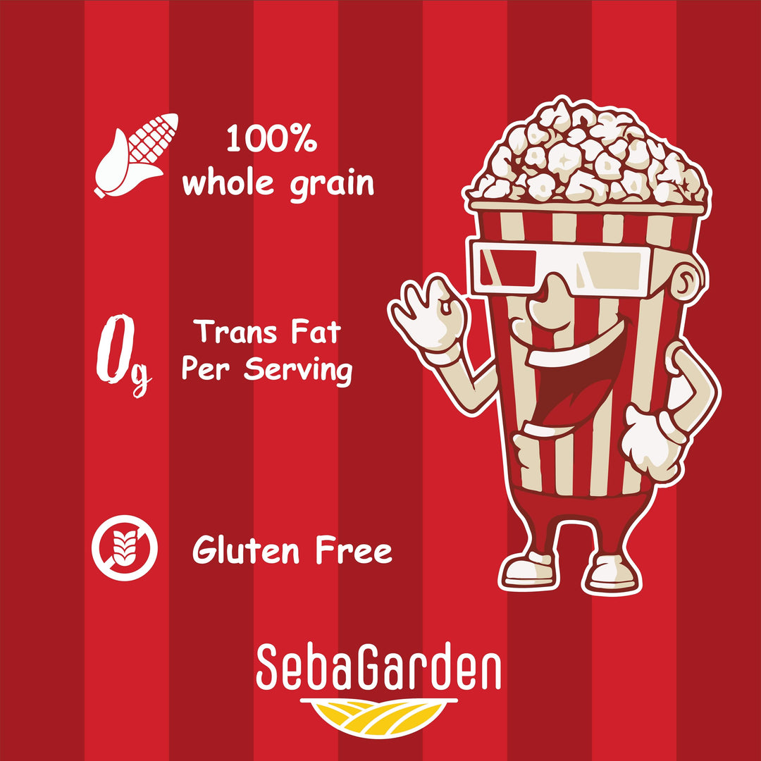 Seba Garden Popping Corn Kernels 2 kg - GMO Free, Resealable Ziplock Bag