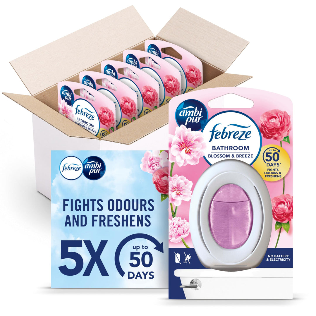 Febreze Bathroom Air Freshener - Blossom & Breeze Odour Fighter, 50-Day Freshness, 5 Items