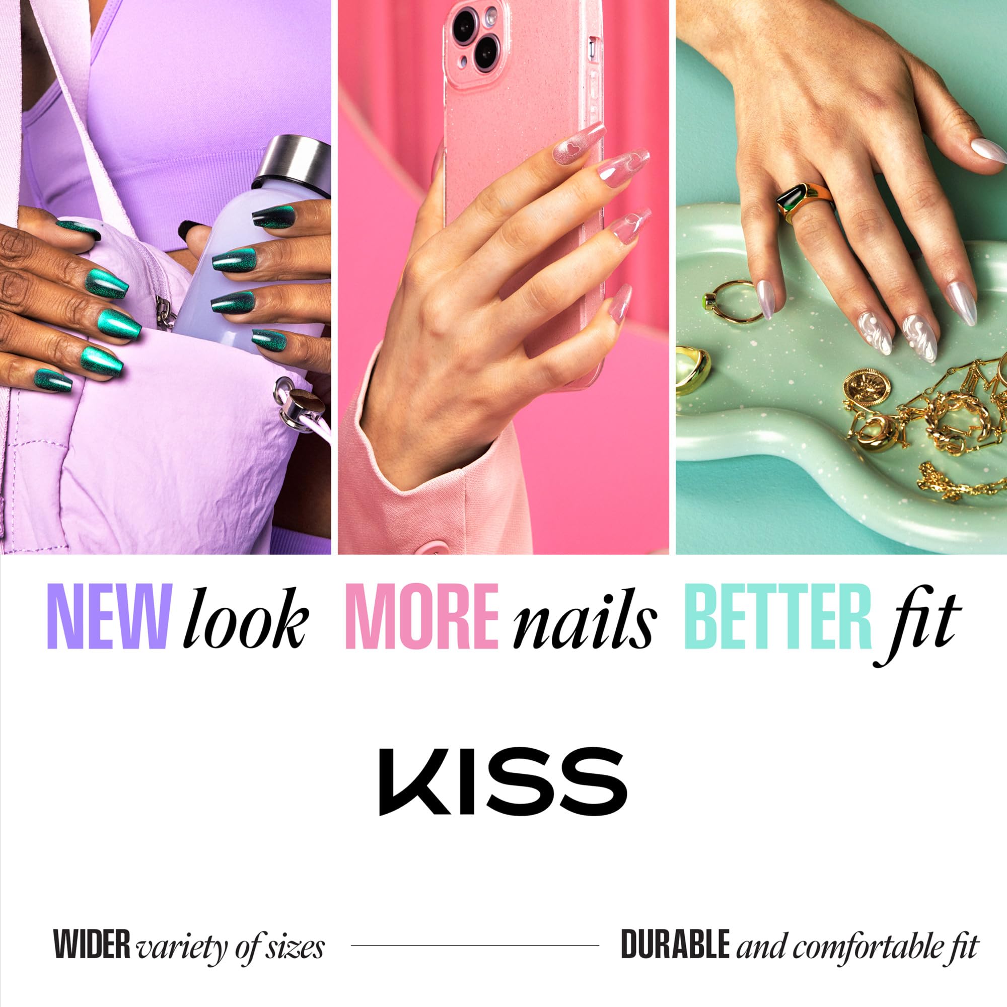 KISS GLAM JEWEL NAILS - Breeze of Bliss | White Almond Medium | 32 Nails 9