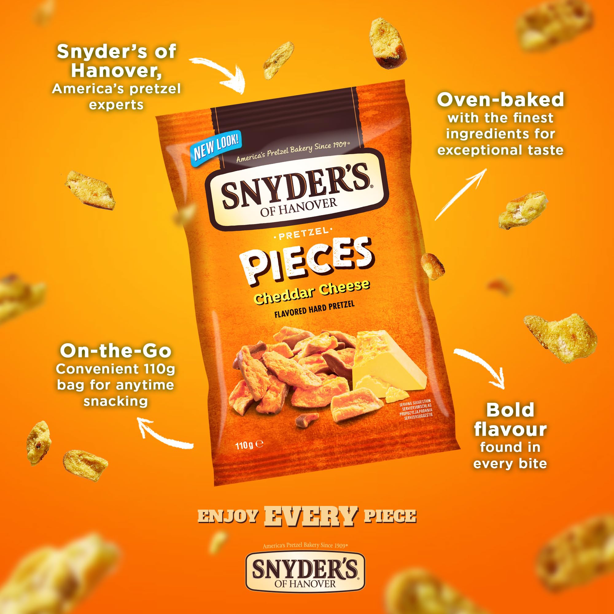 Snyder's of Hanover Pretzel Pieces Cheddar Cheese Snack | 10 x 110g Multipack 2