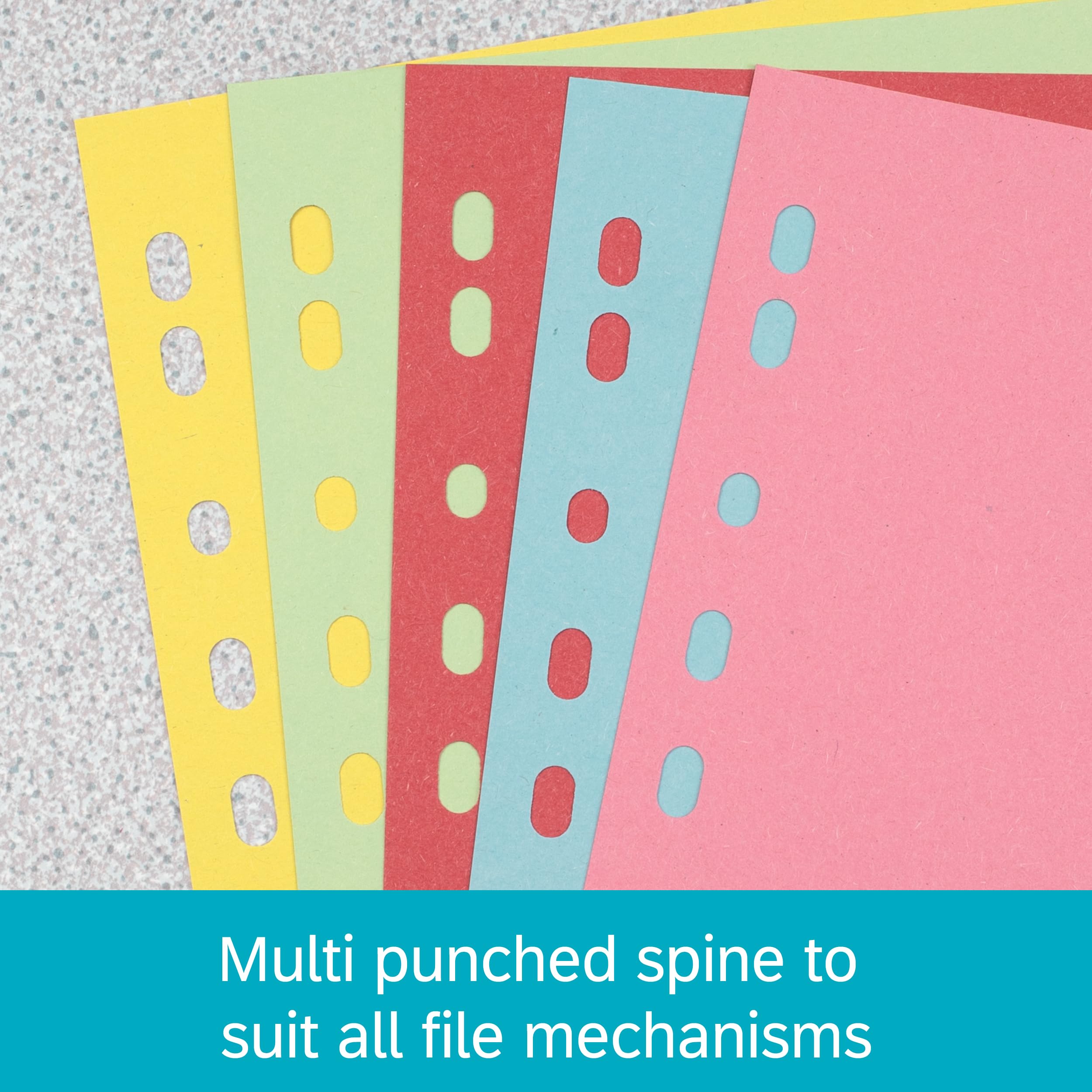 Elba 5 Pack A4 10 Part Card File Dividers - Pink Finish | Durable Cardboard 3