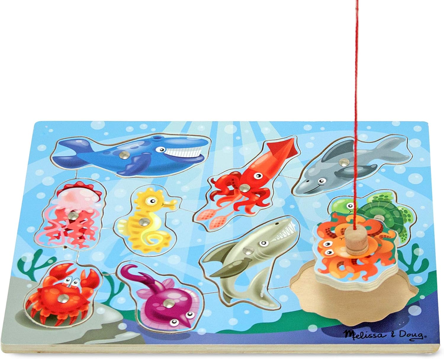 Melissa & Doug Magnetic Wooden Fishing Game - Underwater Puzzle Playset for Kids 3-8 7