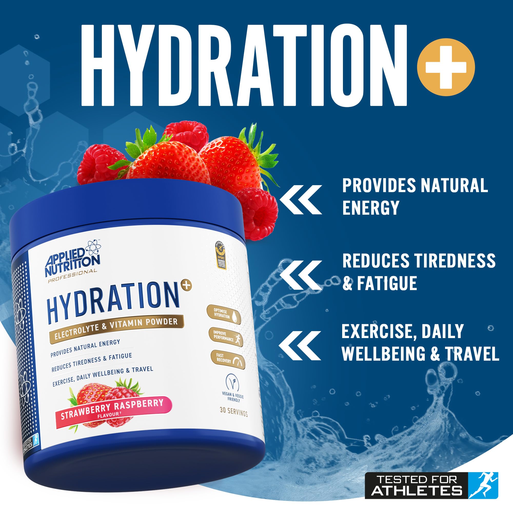 Applied Nutrition Hydration+ Electrolytes and Vitamin Powder Sugar-Free | 240g Tub | Vegan, Halal 2