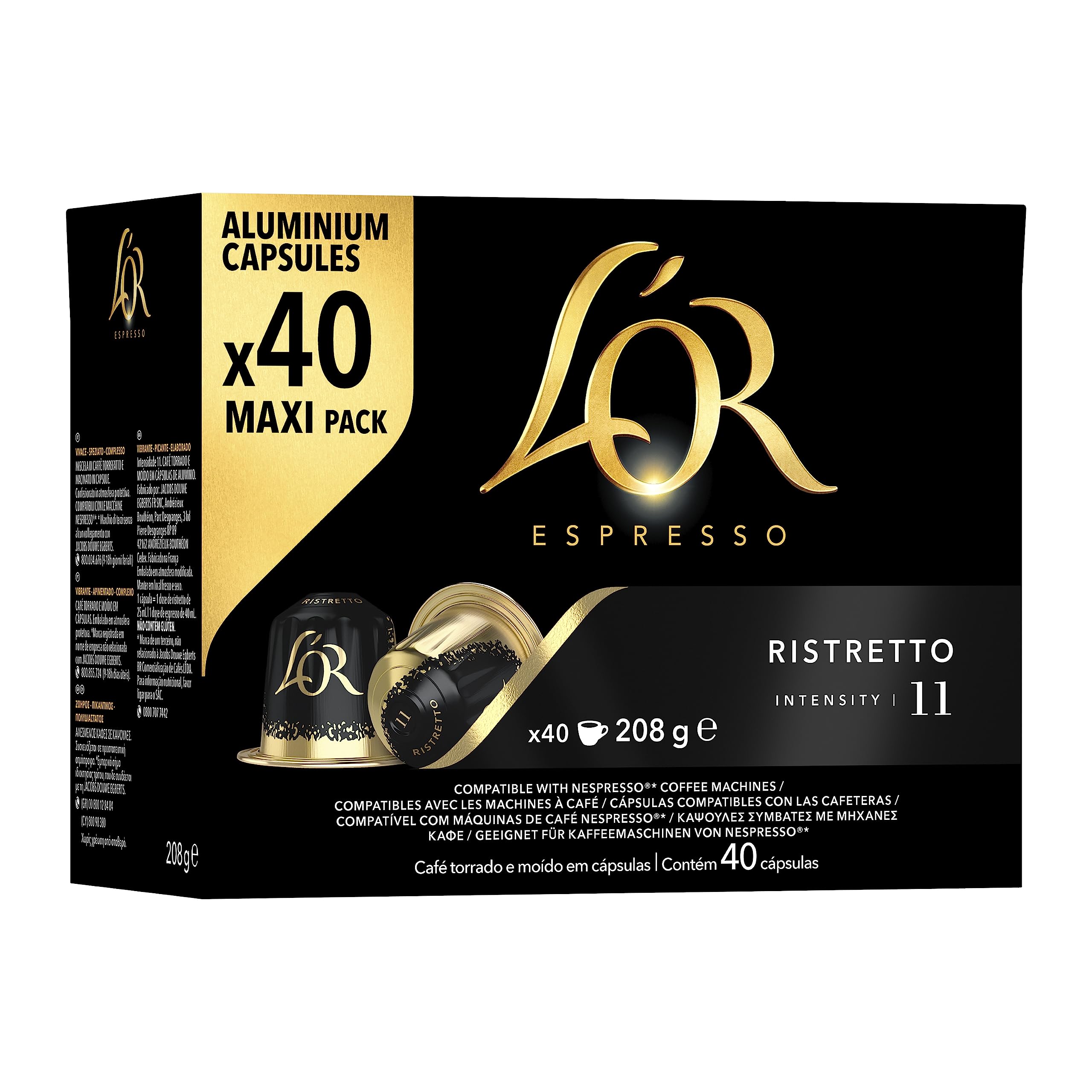 L'OR Espresso Ristretto Coffee Pods - Intensity 11, Ginger & Cardamom | 200 Count